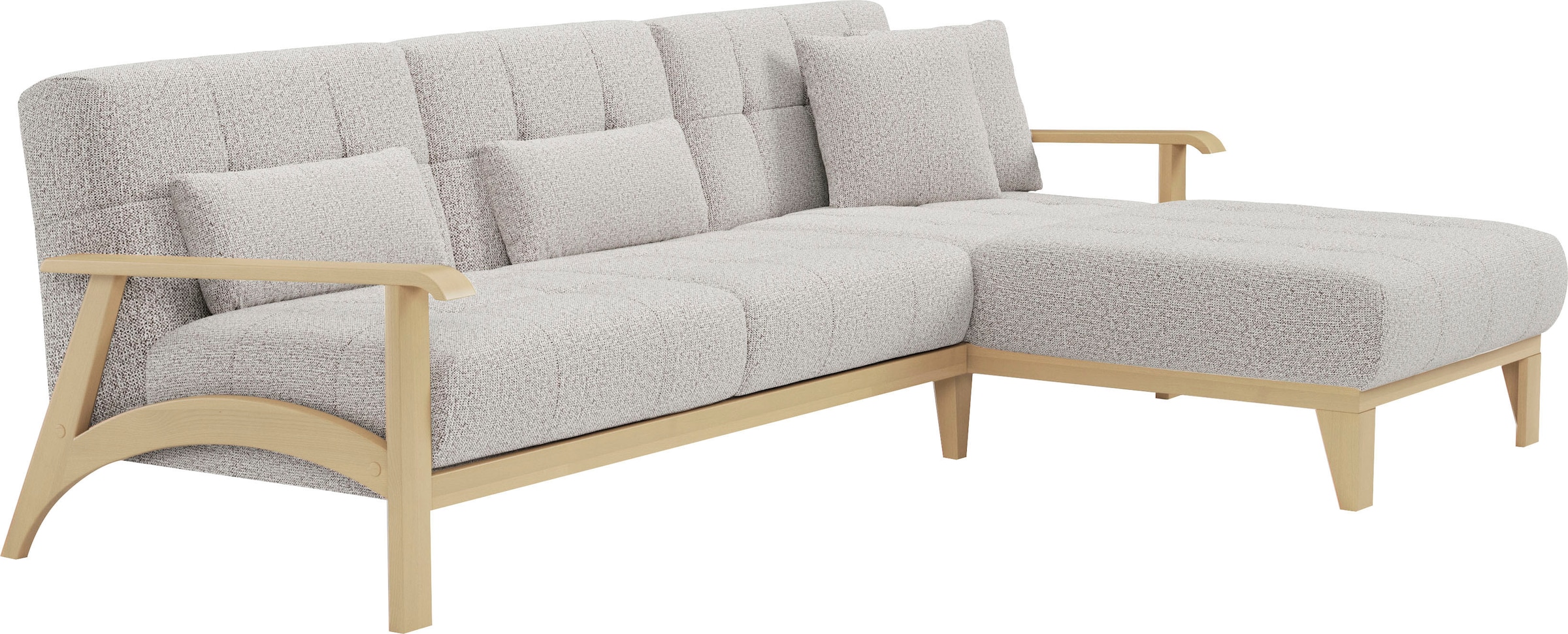 sit&more Ecksofa »Billund L-Form«, Armlehnen aus Buchenholz in natur, verschiedene Bezüge und Farben
