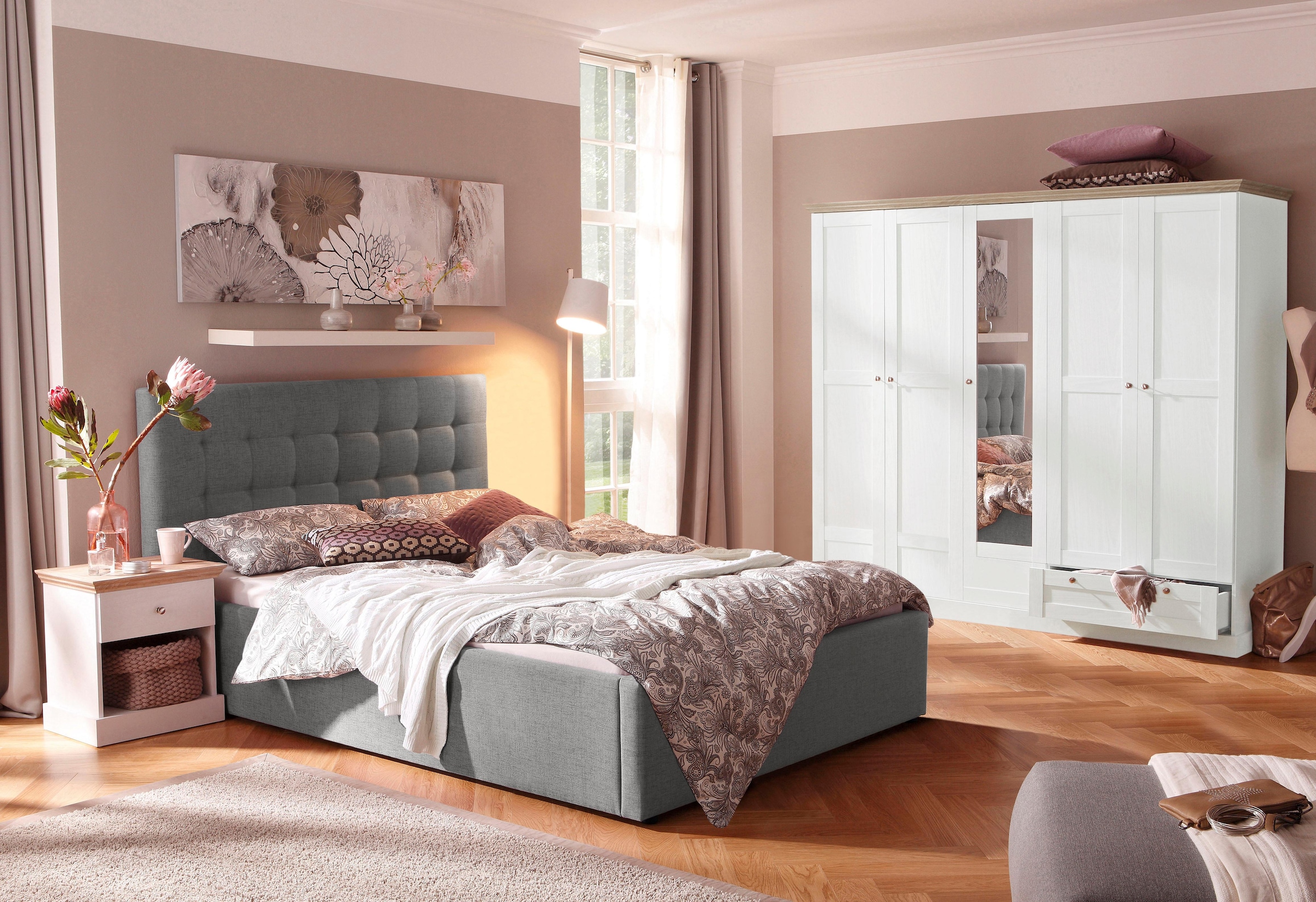 Home affaire Polsterbett »Hamar, Knopfsteppung im Kopfteil, bis 250 KG belastbar«, (3 Breiten: 100cm/ 140cm/ 180cm), in verschiedenen Grössen und Stoffen und Farben