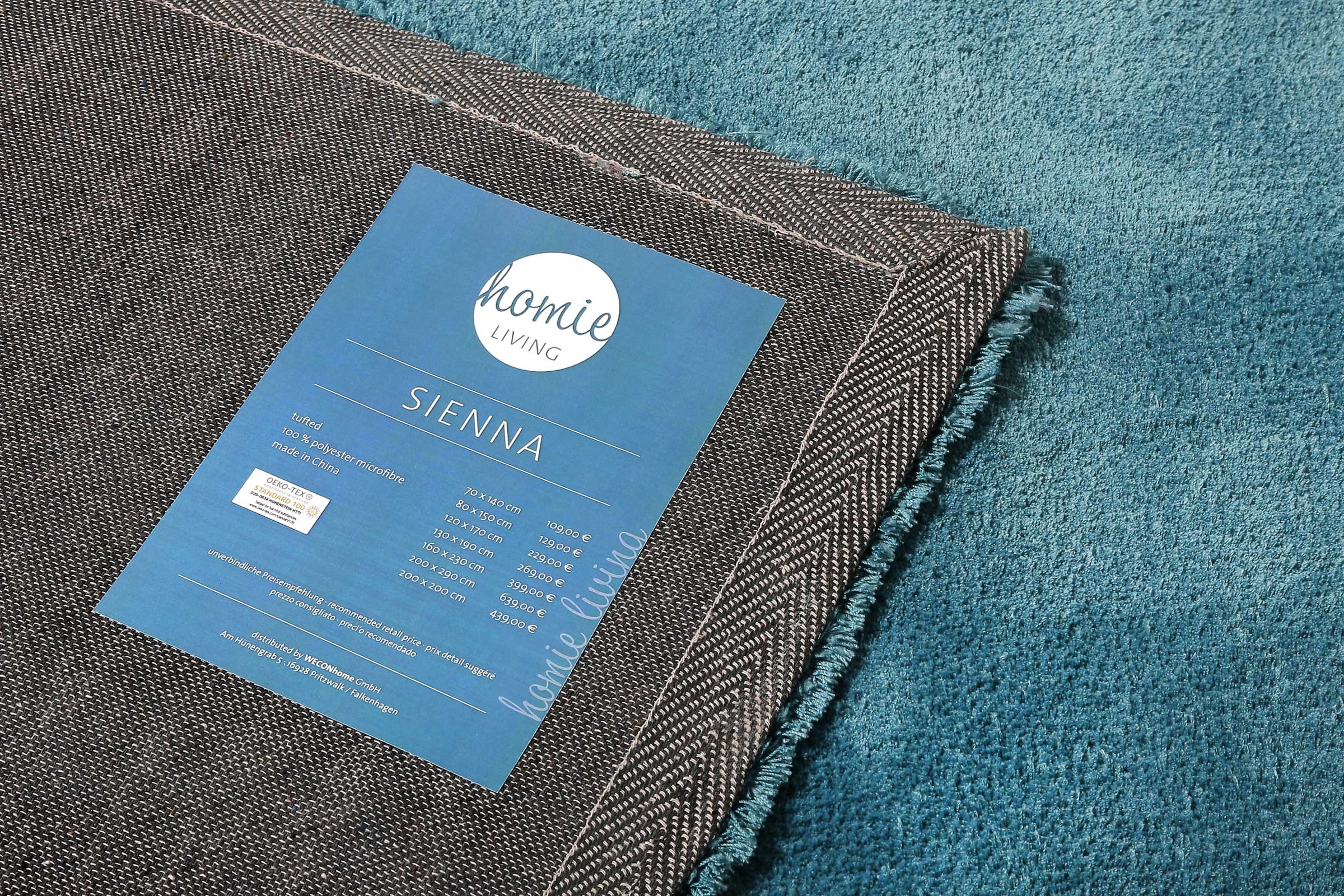 Homie Living Teppich »Sienna«, quadratisch, 20 mm Höhe, Hochflor, Microfaser, uni, weich & kuschelig, Wohnzimmer, Schlafzimmer