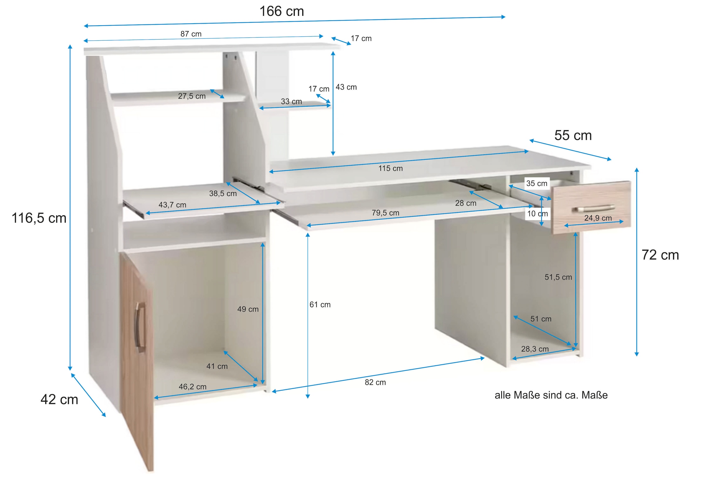 VOGL Möbelfabrik Bureau »Don« mit Tastatur- & Druckerauszug, Breite 137,5 cm, Made in Germany
