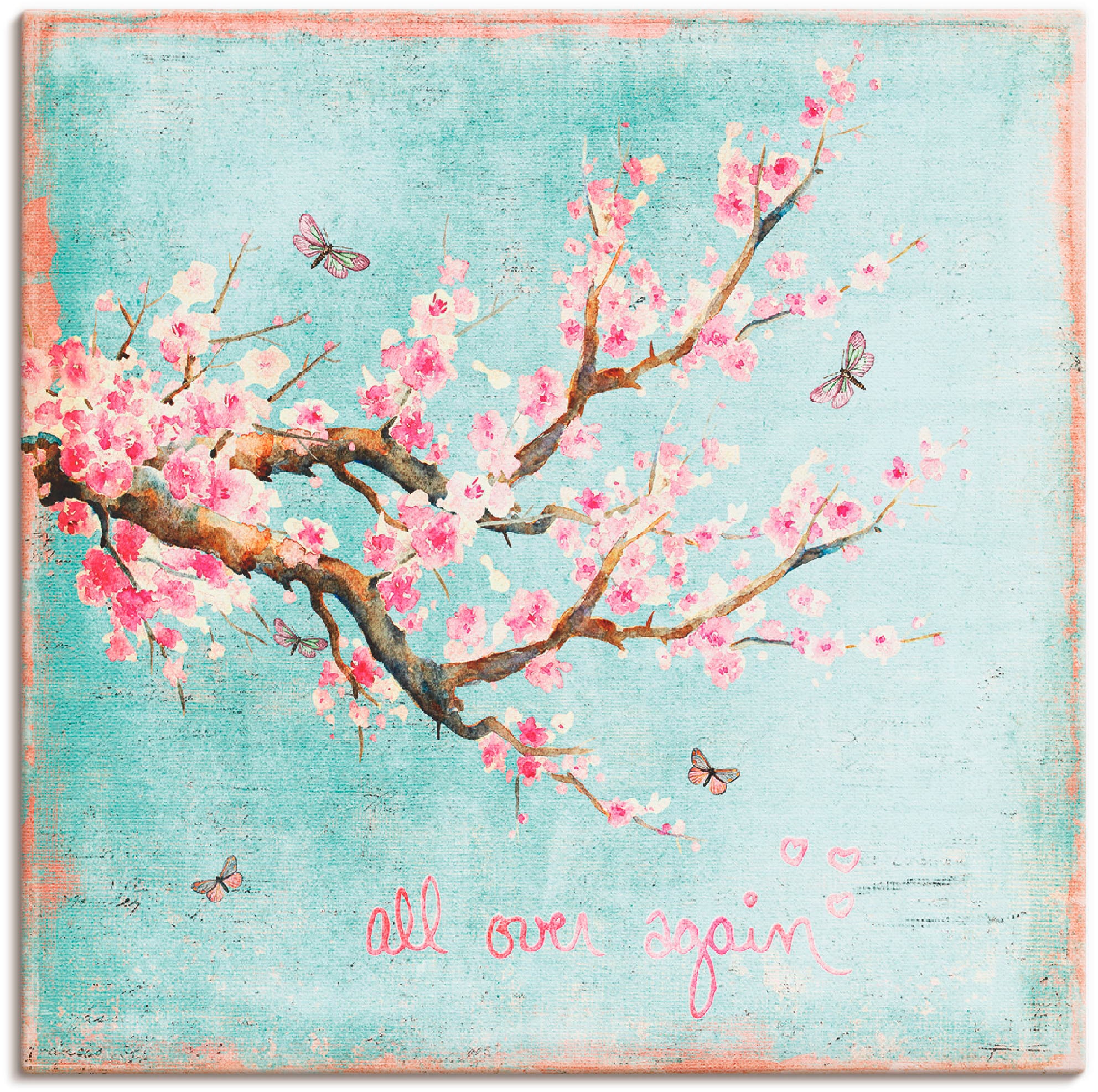 Image of Artland Leinwandbild "Er ist wieder da" Blumen 1 Stk. tlg. auf Holzrahmen gespannt