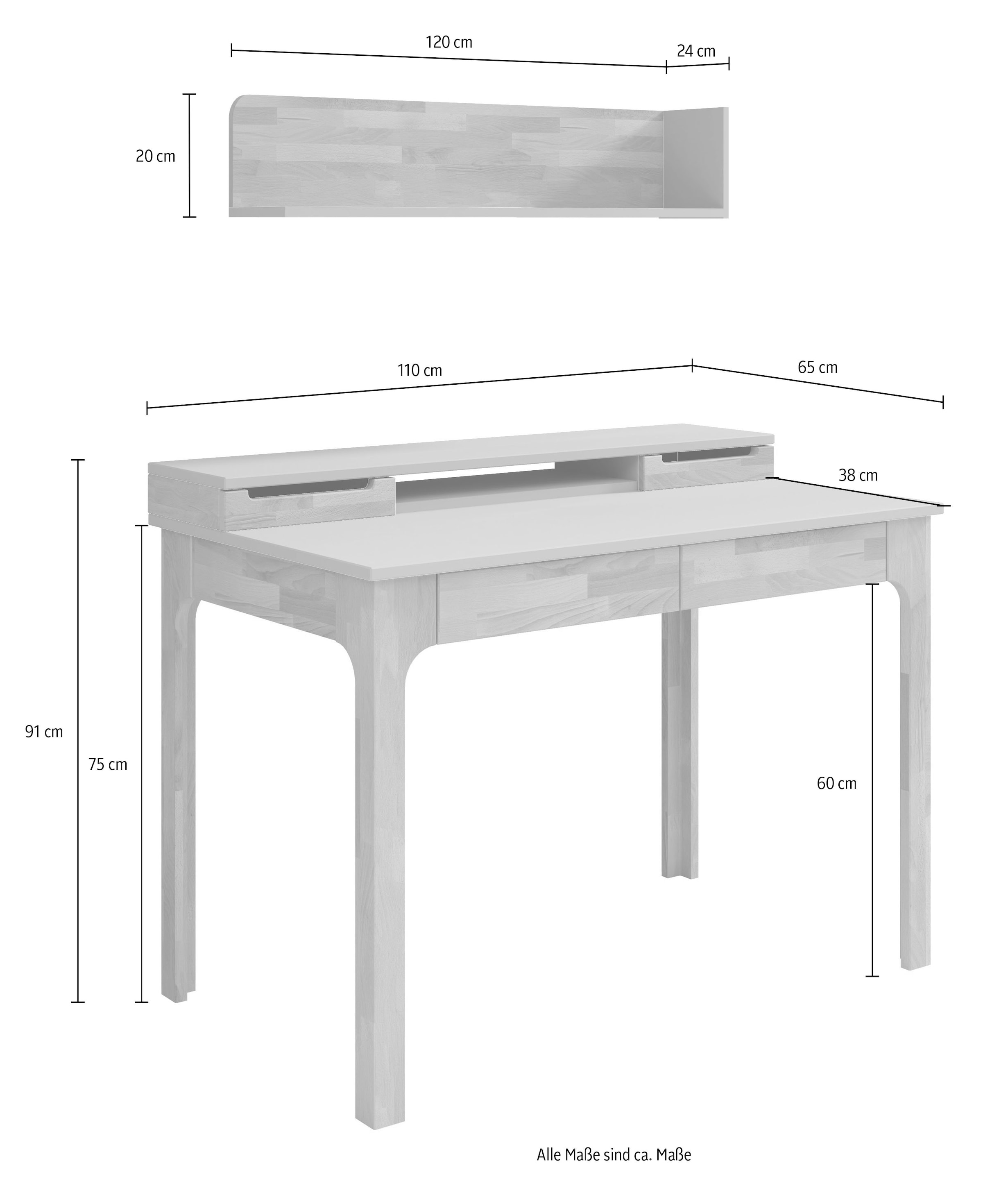 GOODproduct Büromöbel-Set Set, Set: Sekretär , Aufsatz, Wandregal, 2 Stk. tlg. stimmige Farbkombination