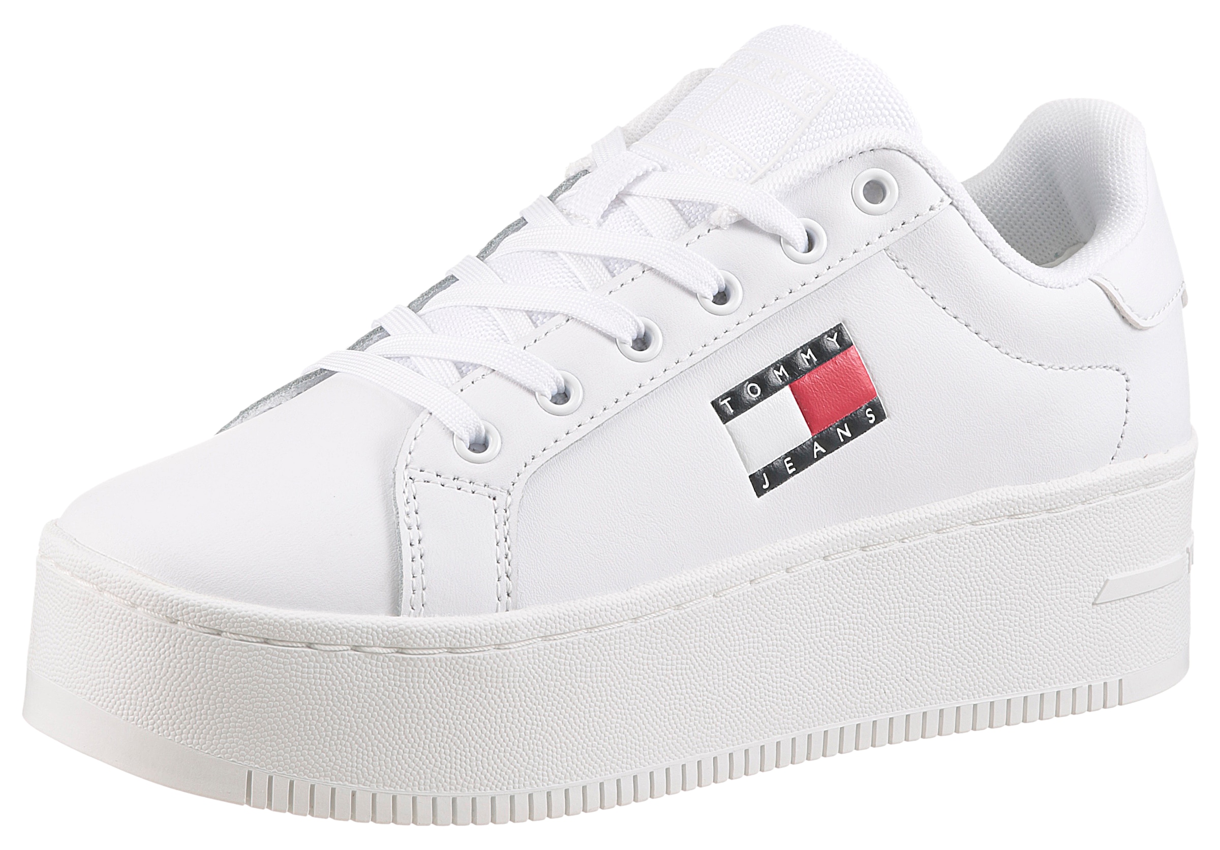 Image of Tommy Jeans Plateausneaker "TJW FLATFORM SNEAKER", Freizeitschuh, Halbschuh, Schnürschuh mit Schaftrandpolsterung