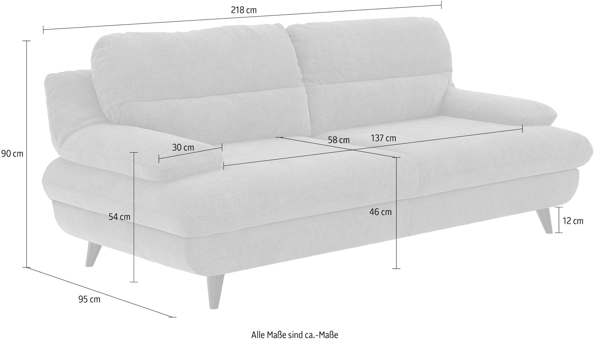 COTTA 3-Sitzer »Pike, B: 218 cm« mit Metallfüsse