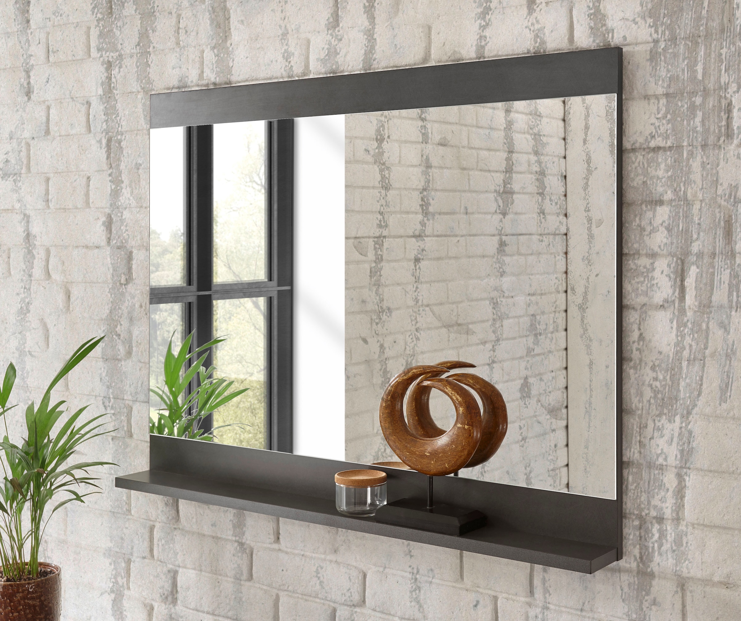 Image of Home affaire Wandspiegel "Brooklyn, moderner Spiegel, Garderobenspiegel" universell einsetzbar, mit Ablagefläche, eckig, 92 cm breit