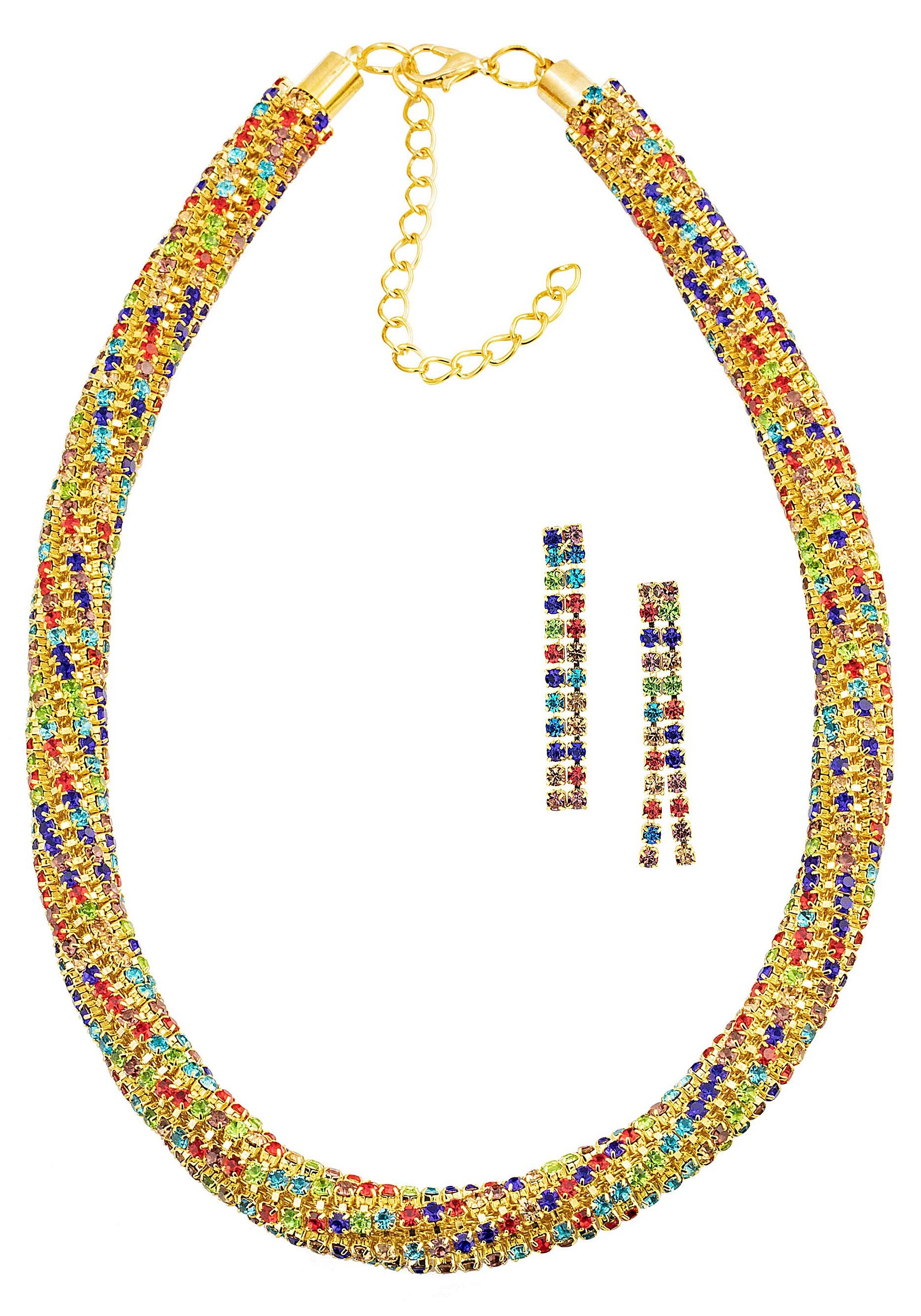 Image of J.Jayz Ohrring und Ketten Set »Strass-Schmuckset, multicolor«, (Set, 3 tlg.), mit Glassteinen bei Ackermann Versand Schweiz