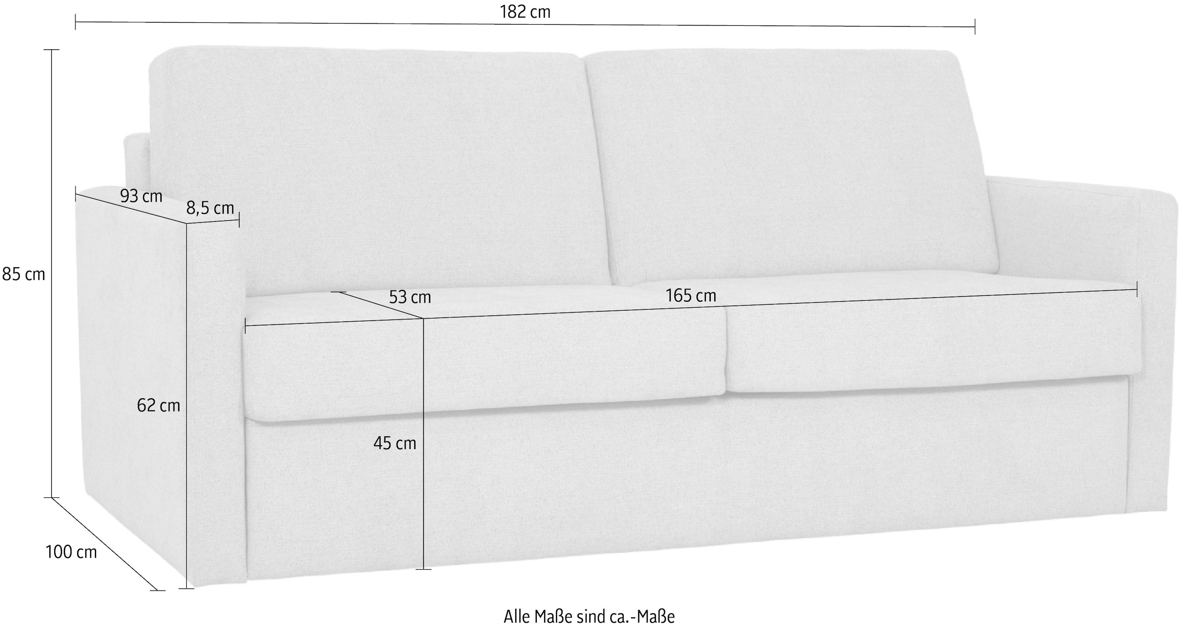 Home affaire Canapé-lit »GOLDPOINT 182cm,  Dauerschläfer, Liegefläche 140/200 cm« 3-Sitzer mit Dauerschläfer-Funktion, Bonell-Federkernmatratze