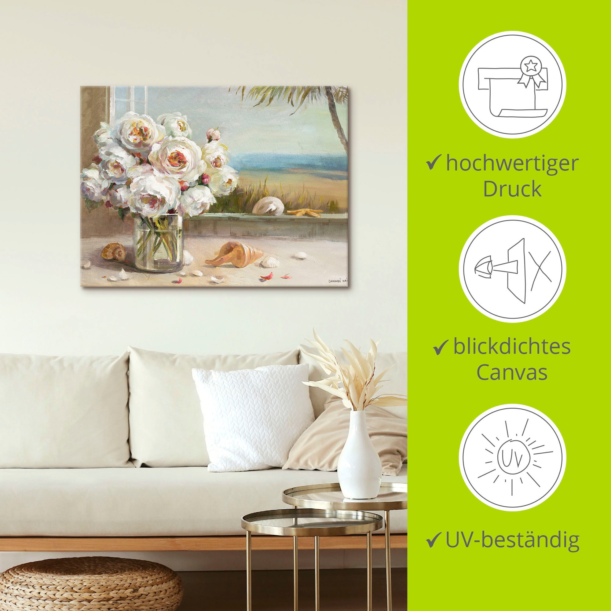 Artland Tableau sur toile »Küsten Rosen II« 1 cuis tlg. auf Holzrahmen gespannt