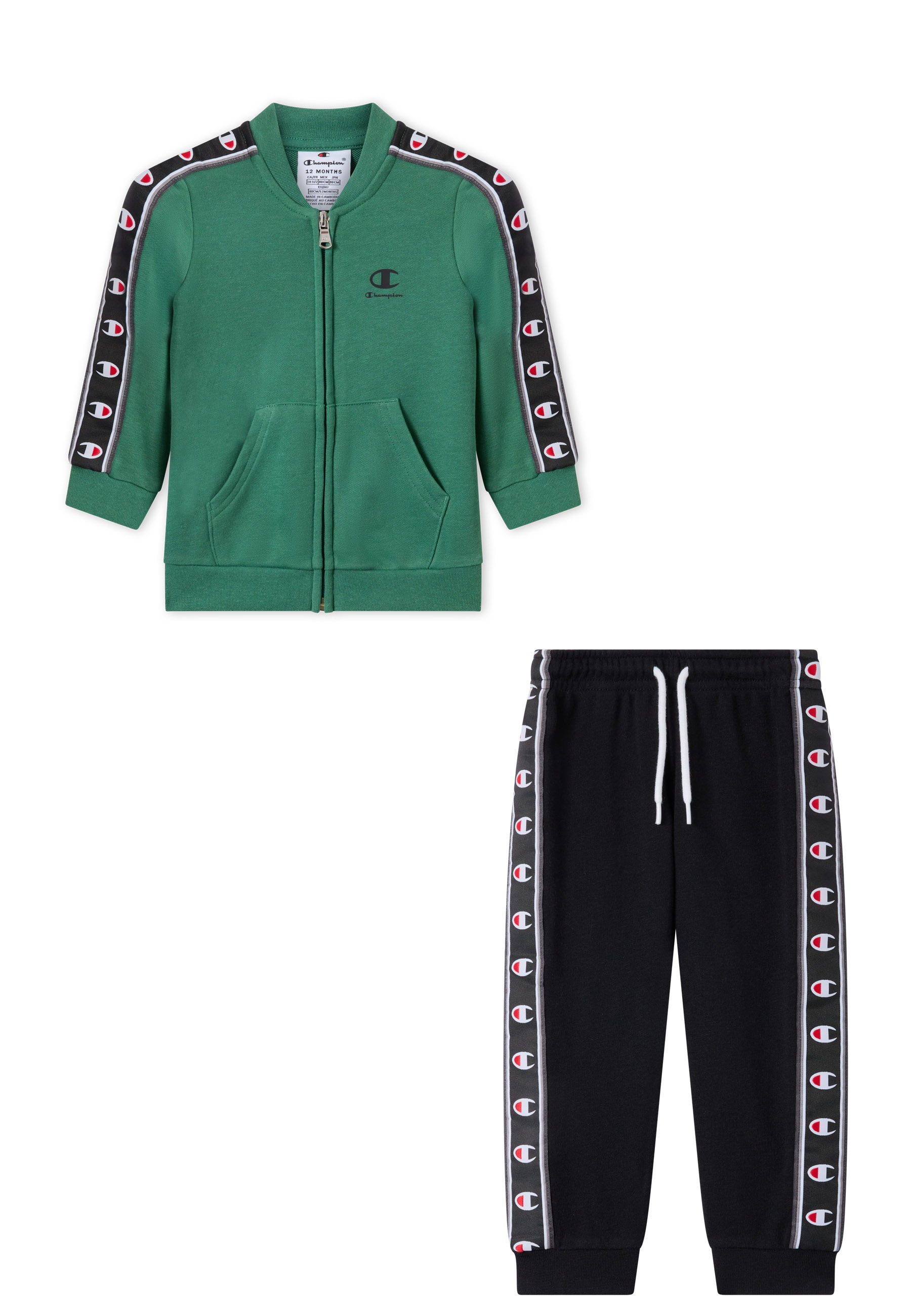 Image of Champion Trainingsanzug "Sports-inspired Toddler Terry Full Zip Sweatsuit with tape detailing" 2 tlg. zweiteiliges Set, mit Reissverschluss, aus Baumwolle und Polyester