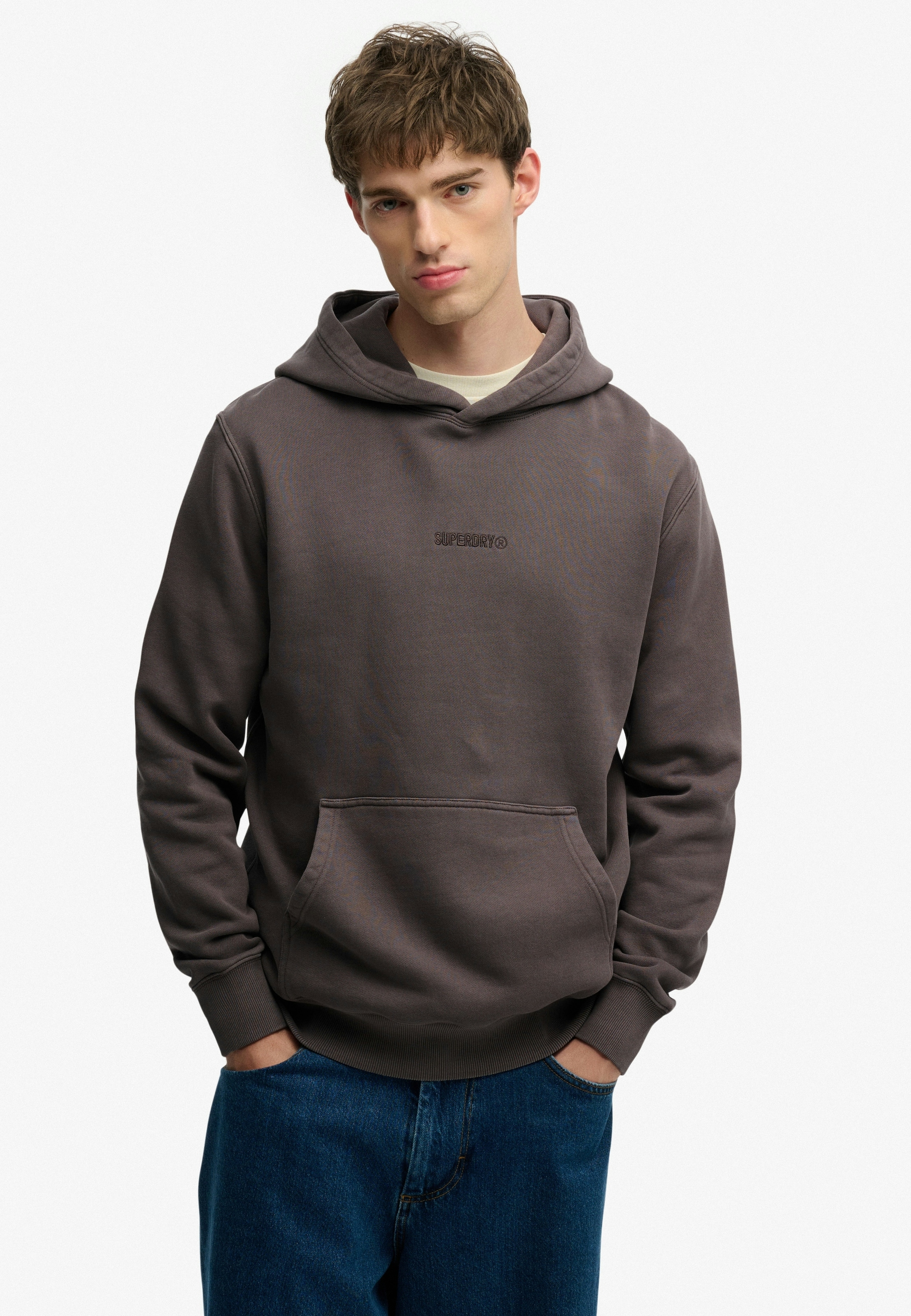 Image of Superdry Kapuzensweatshirt "MICRO LOGO HOOD", aus Baumwolle und Polyester, Relaxed Fit, angeraute Sweatware