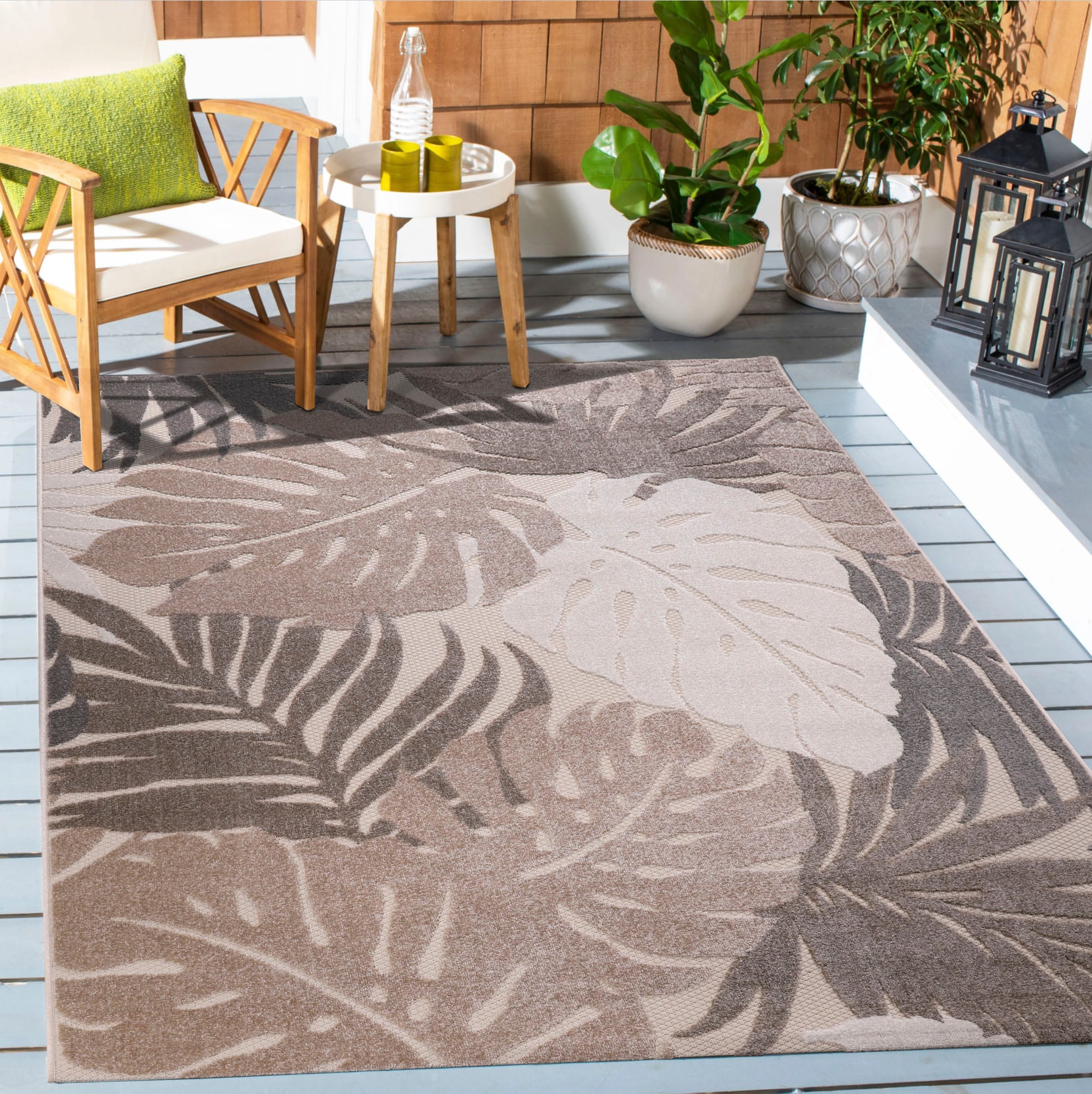Image of Sanat Teppich "Floral Outdoor" rechteckig 6 mm Höhe In- und Outdoor geeignet, florales Design, Balkon, Terasse