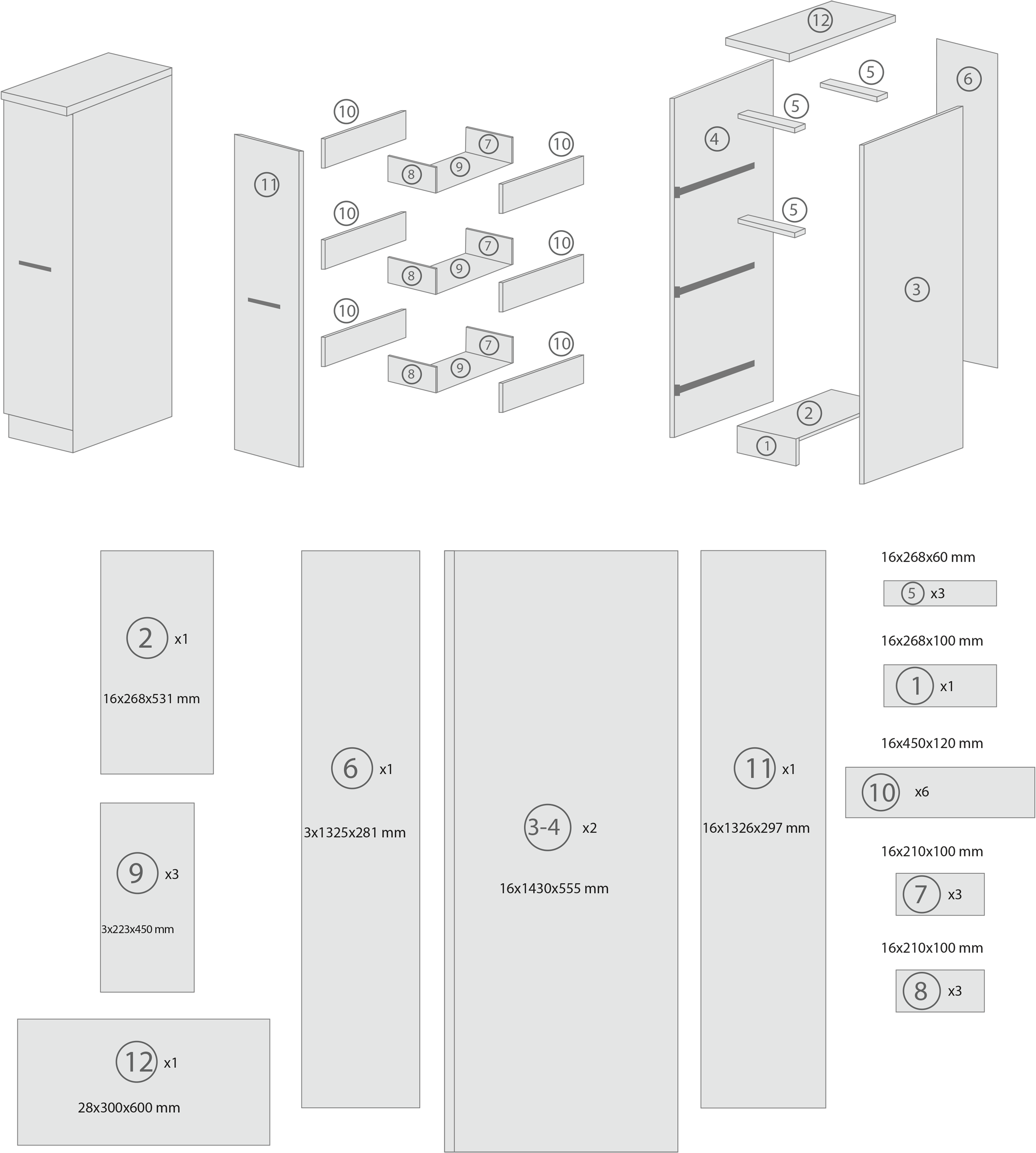 RESPEKTA Armoire à pharmacie »Merle« Breite 30 cm, Metallstangengriffe, Höhe 144,8 cm