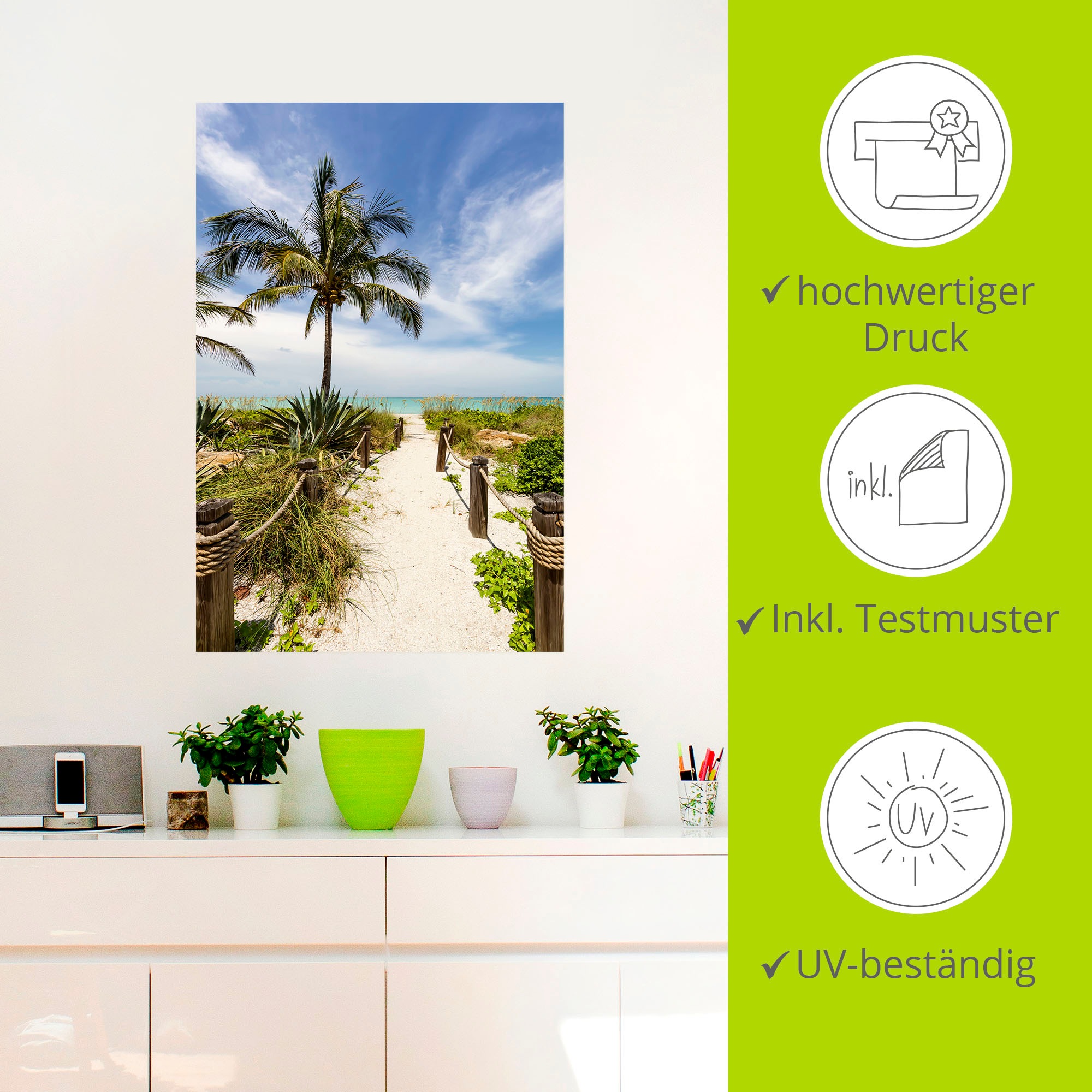 Artland Wandbild »Weg zum Strand II«, Strandbilder, (1 St.), als Alubild, Outdoorbild, Poster, Wandaufkleber in verschied. Grössen