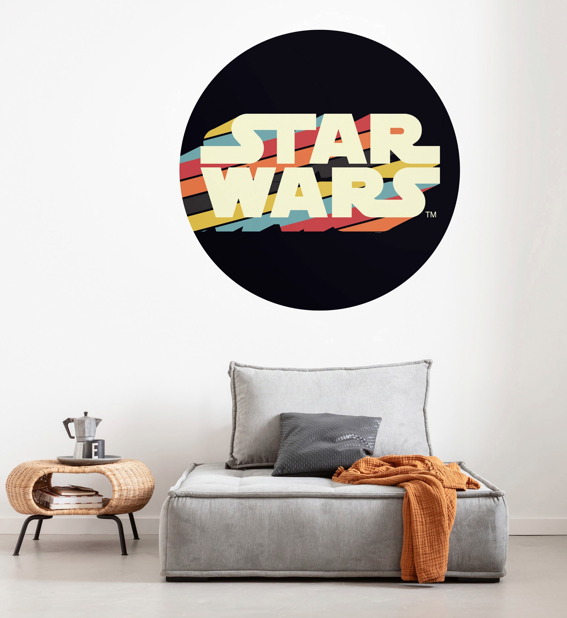 Papier Peint - Star Wars Typeface 125x125cm - Rond - Intissé - Adhésif,