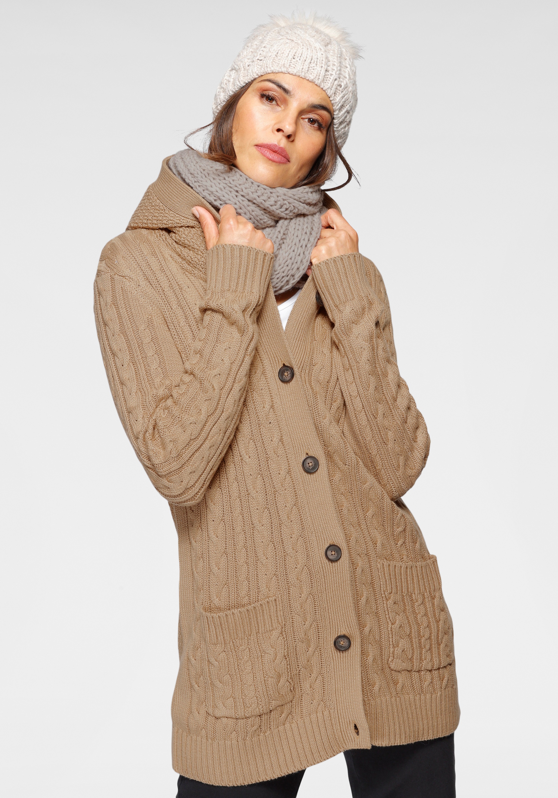 Image of Boysen's Kapuzenstrickjacke, mit Zopfmuster - NEUE KOLLEKTION bei Ackermann Versand Schweiz