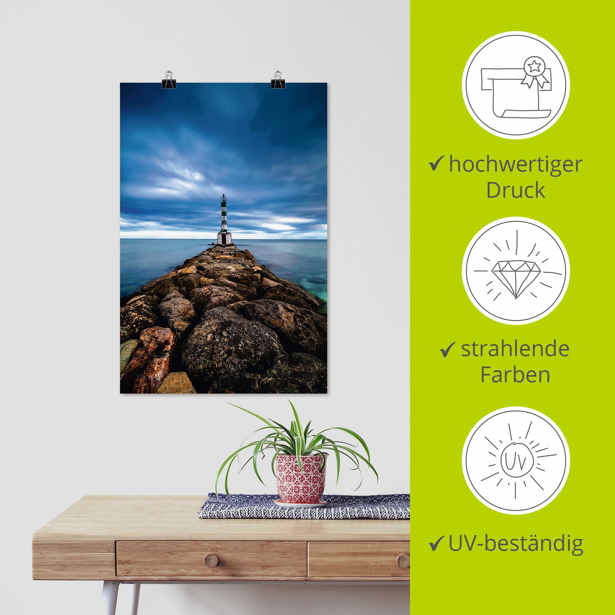Artland Poster »Leuchtturm am Atlantik«, Küste, (1 St.), als Alubild, Leinwandbild, Wandaufkleber oder Poster in versch. Grössen