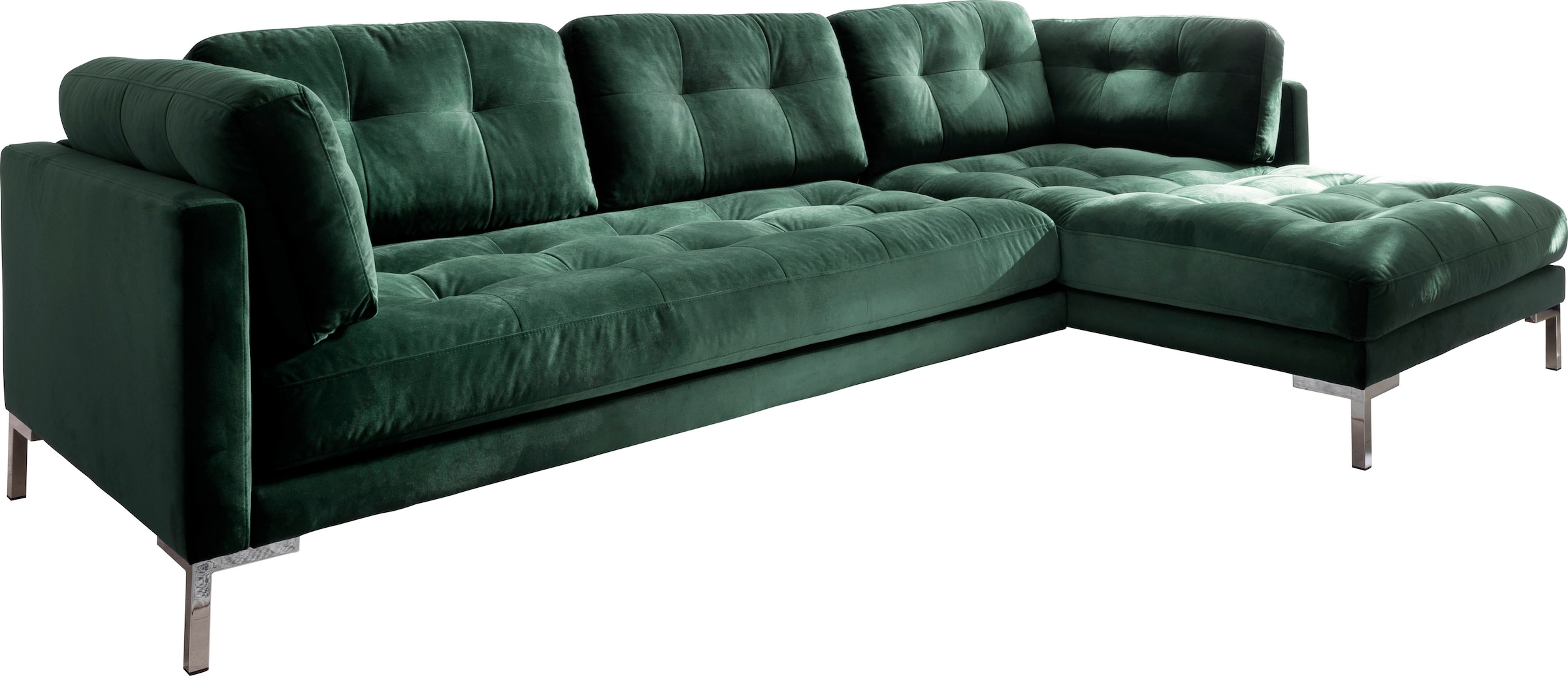 Trends by HG Canapé d'angle »Landau L-Form« en velours côtelé avec pied en métal