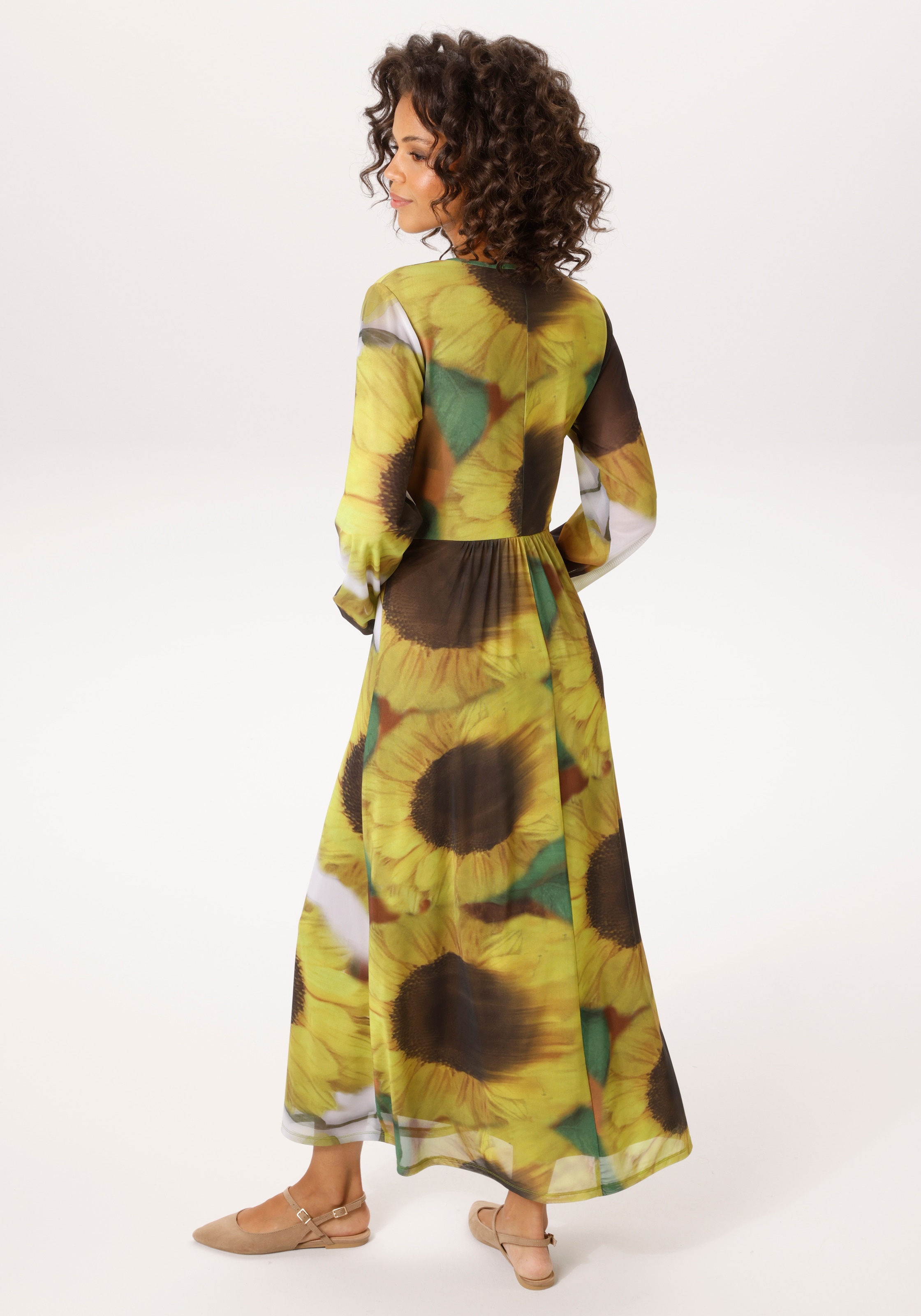 Aniston CASUAL Maxikleid mit grossflächigen Sonnenblumen bedruckt - NEUE KOLLEKTION