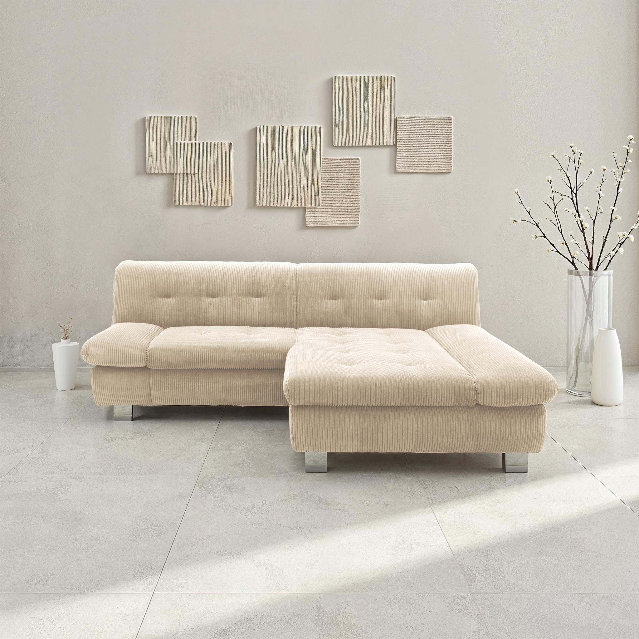 DOMO collection Ecksofa »100031 kompakte Stellmasse, komfortabel und bequem, L-Form«, wahlweise mit Bettfunktion und Armteilverstellung. Breite 234cm
