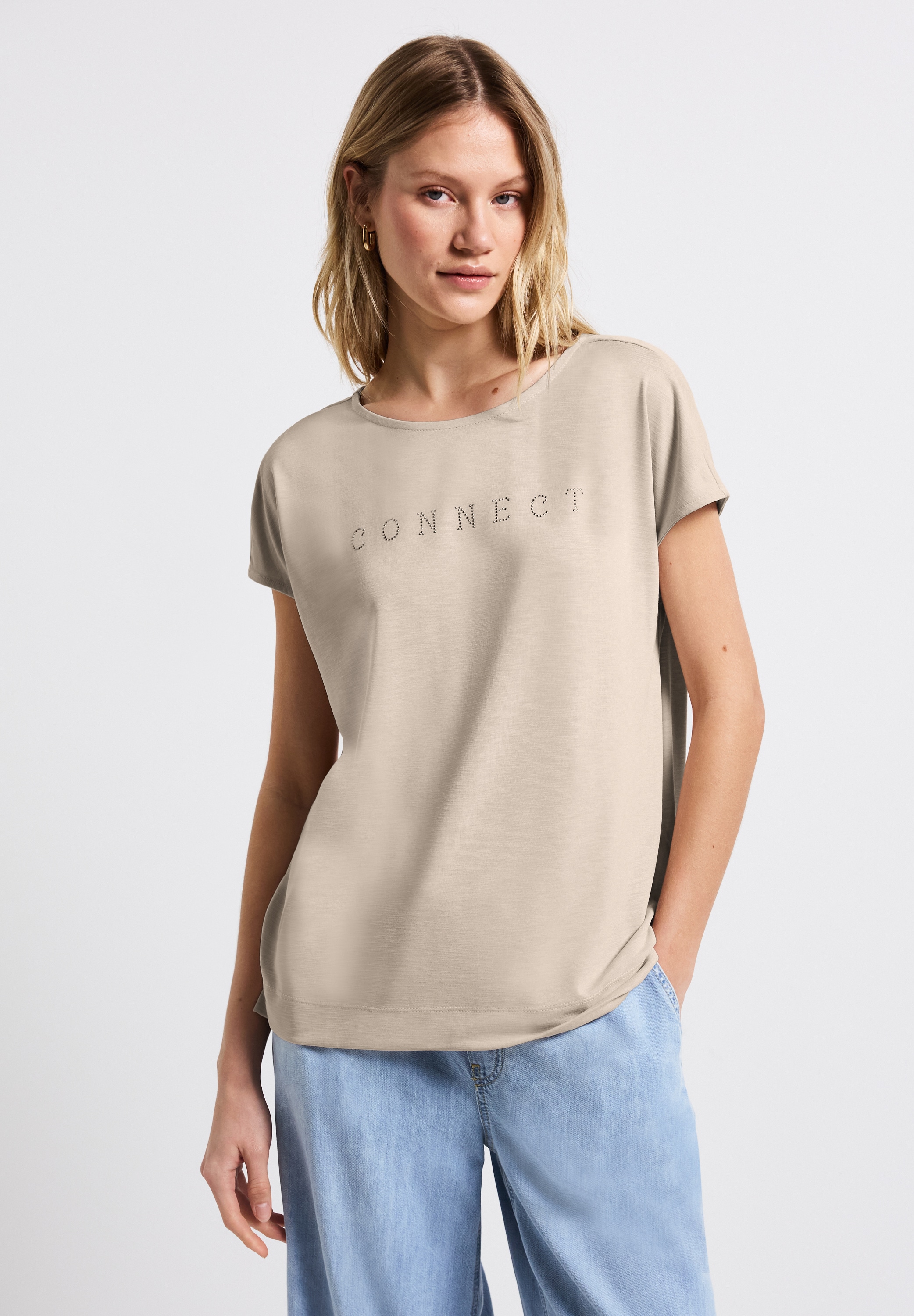Image of STREET ONE T-Shirt mit Wording aus Schmucksteinen