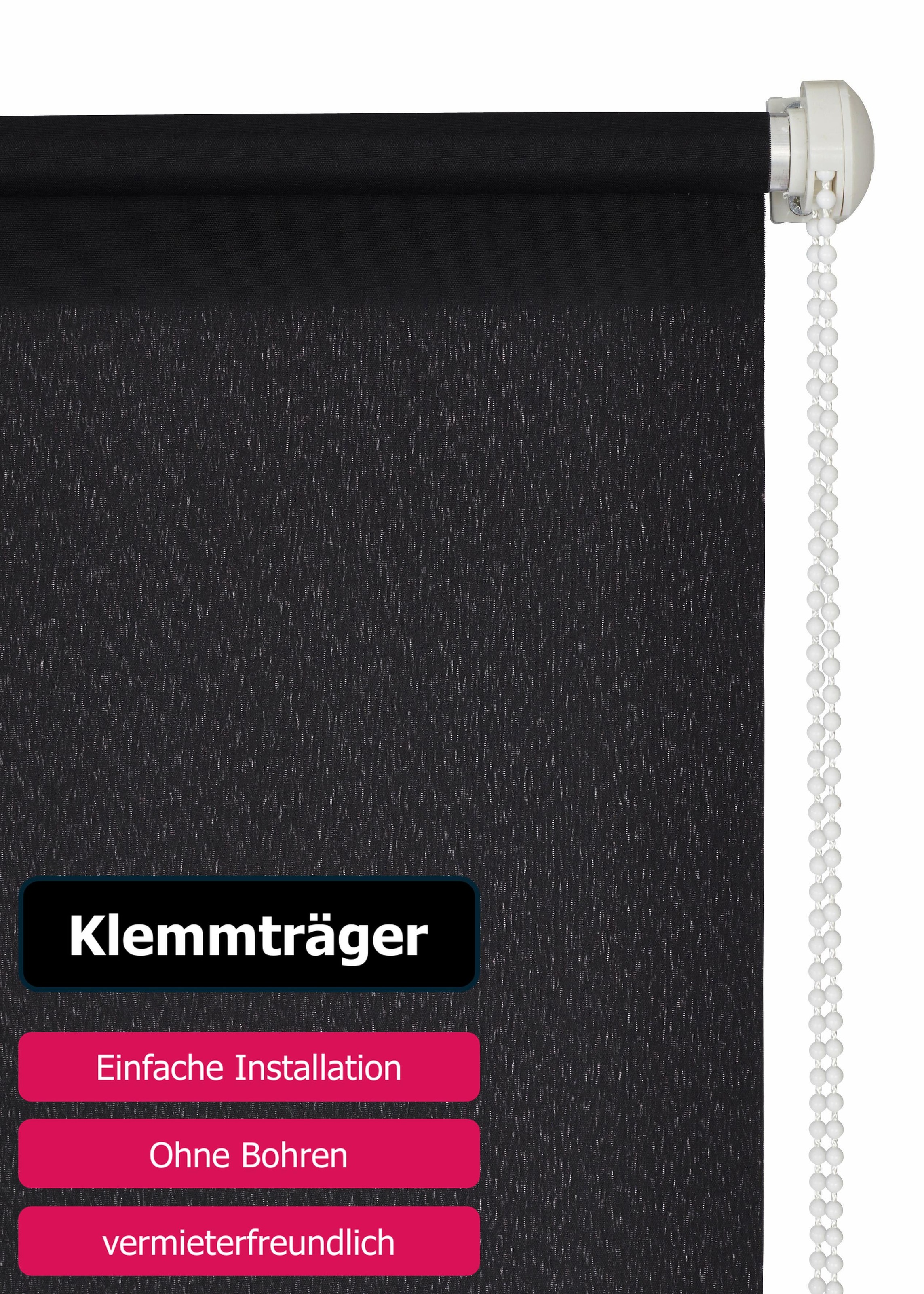 my home Seitenzugrollo »Themse-Uni«, verdunkelnd, Sichtschutz-Verdunkelung, ohne Bohren, freihängend, Klemmträger