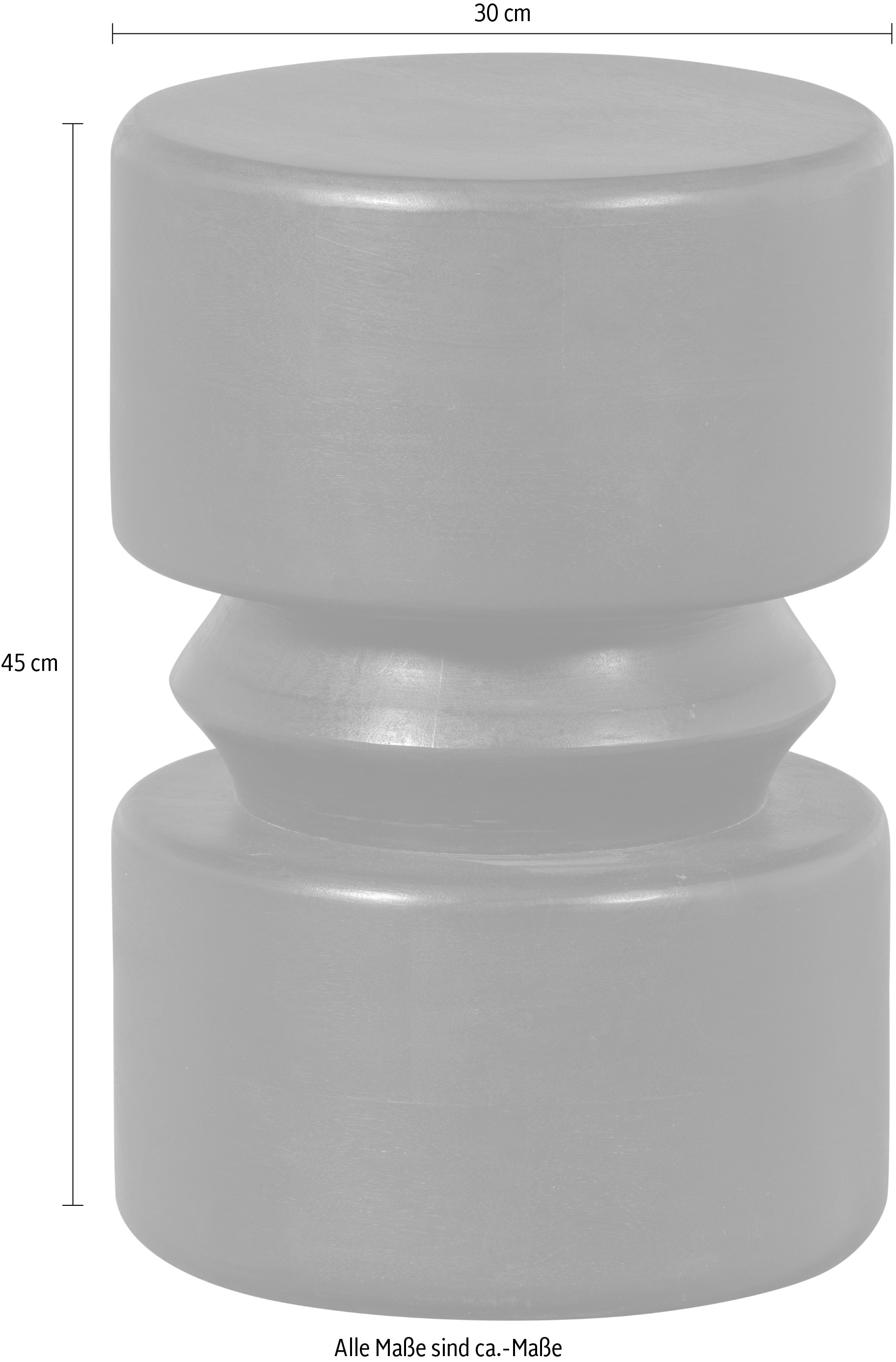 WOOOD Table d'appoint »Tuve aus lackiertem MDF, zylindrische Form Ø30x45 cm« Plaque en fibres de bois pressées laquée protectrice, surface lisse et uniforme
