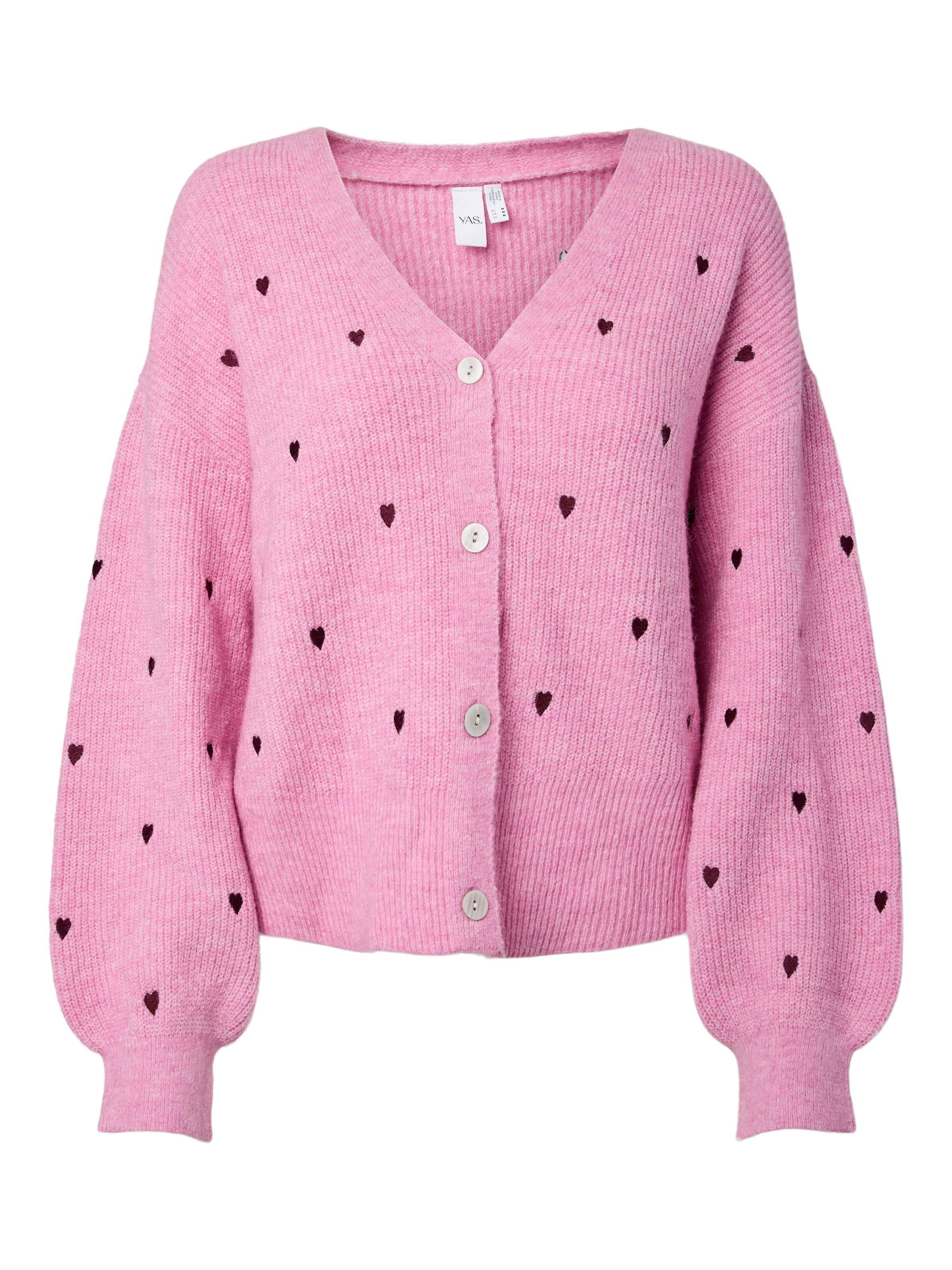 Y.A.S Veste en tricot »YASFLEUR LS KNIT CARDIGAN S. NOOS« Mélange de matières, coupe régulière, brodé