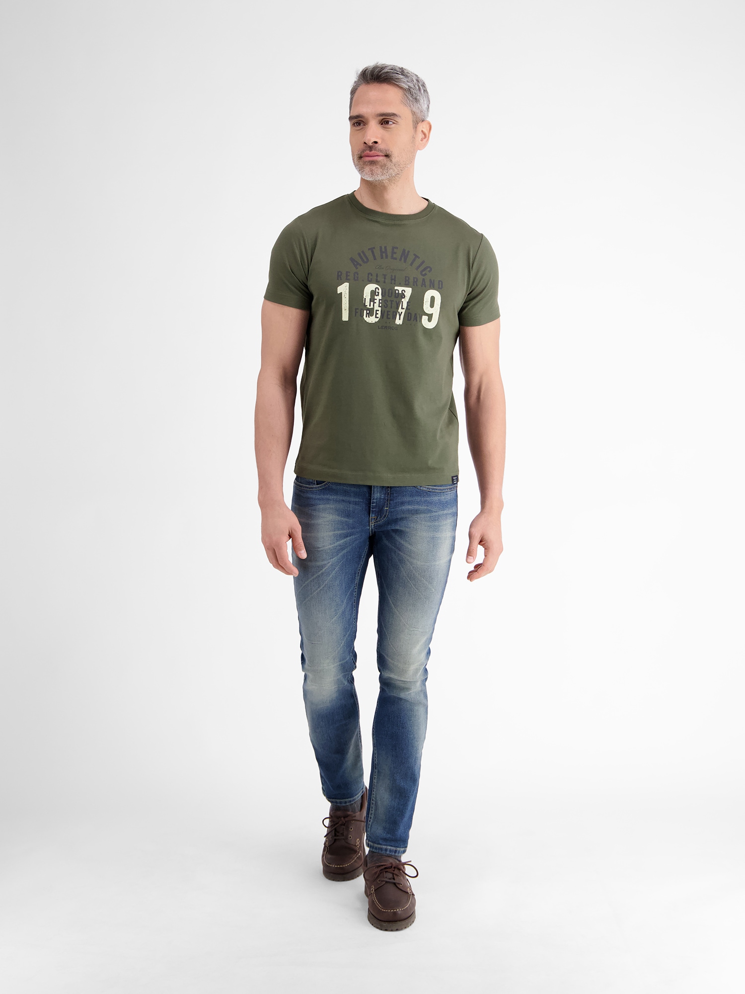 LERROS T-Shirt »LERROS Unifarbenes T-Shirt mit Print«