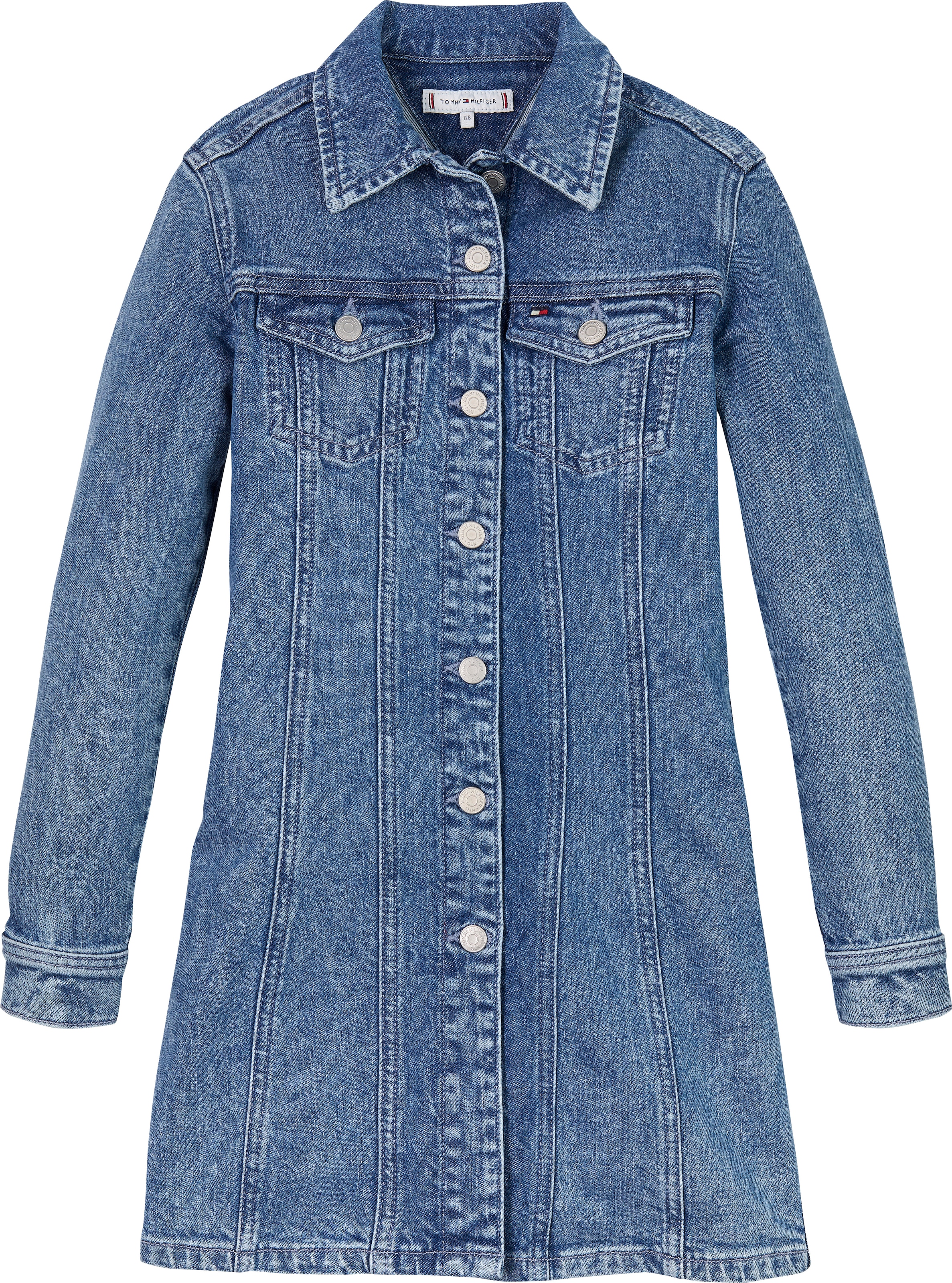 Tommy Hilfiger Jeanskleid »DENIM DRESS LS«, mit Brusttaschen, in blauer Waschung