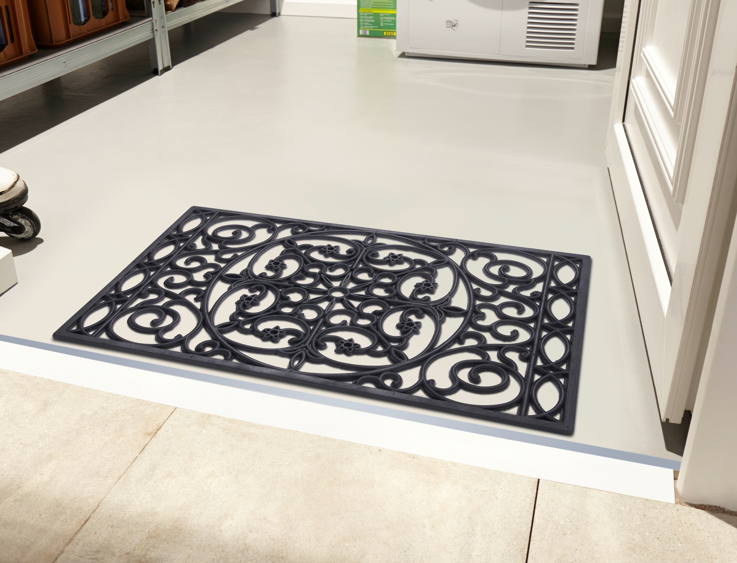 HANSE Home Fussmatte »Mix Mats Gusseisen-Optik Gummi Trellis, Türmatte«, rechteckig, 8 mm Höhe, Strapazierfähig, pflegeleicht, robust, wetterfest, UV-beständig
