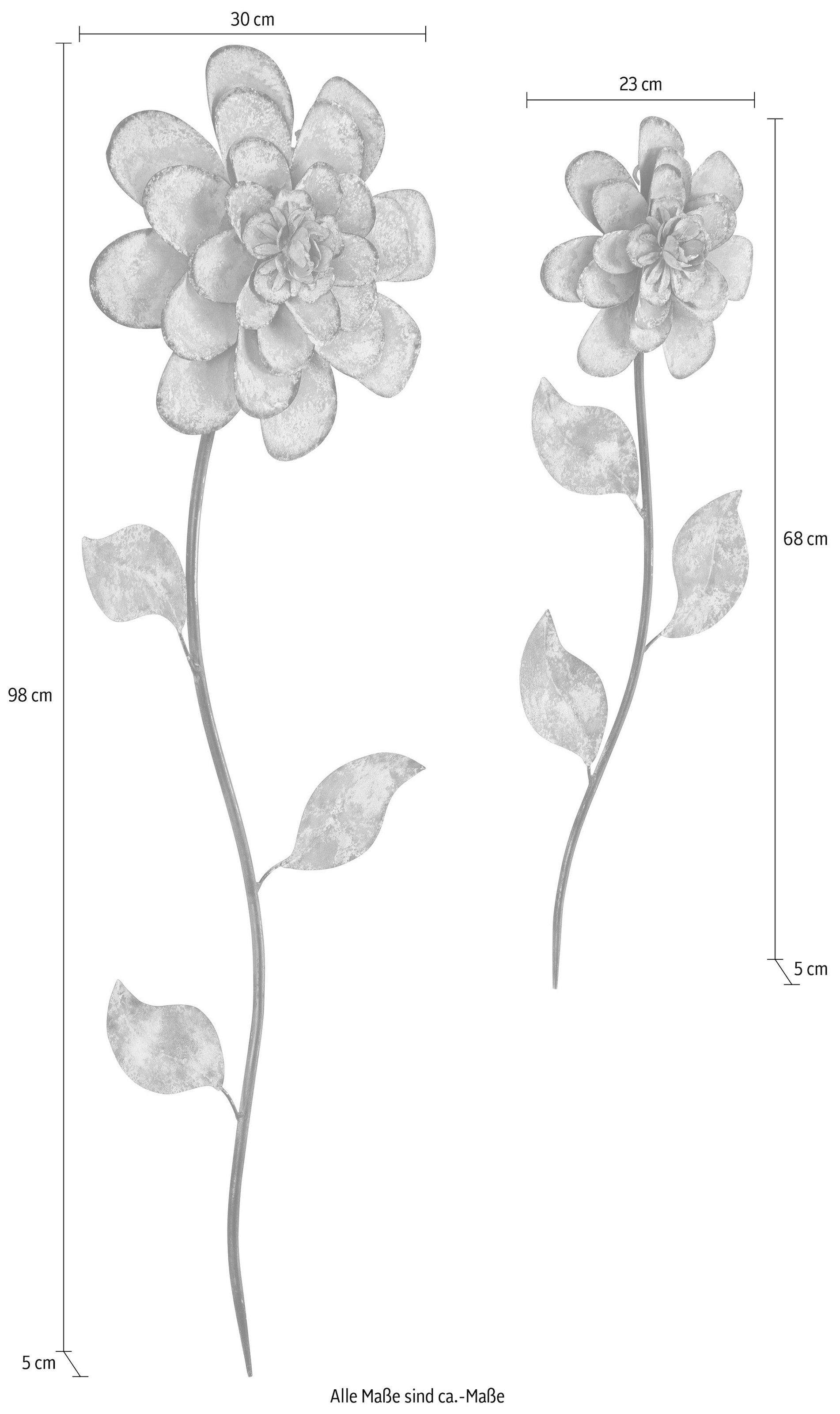 Home affaire Wanddekoobjekt »Blumen«, (2er-Set), Wanddeko, aus Metall