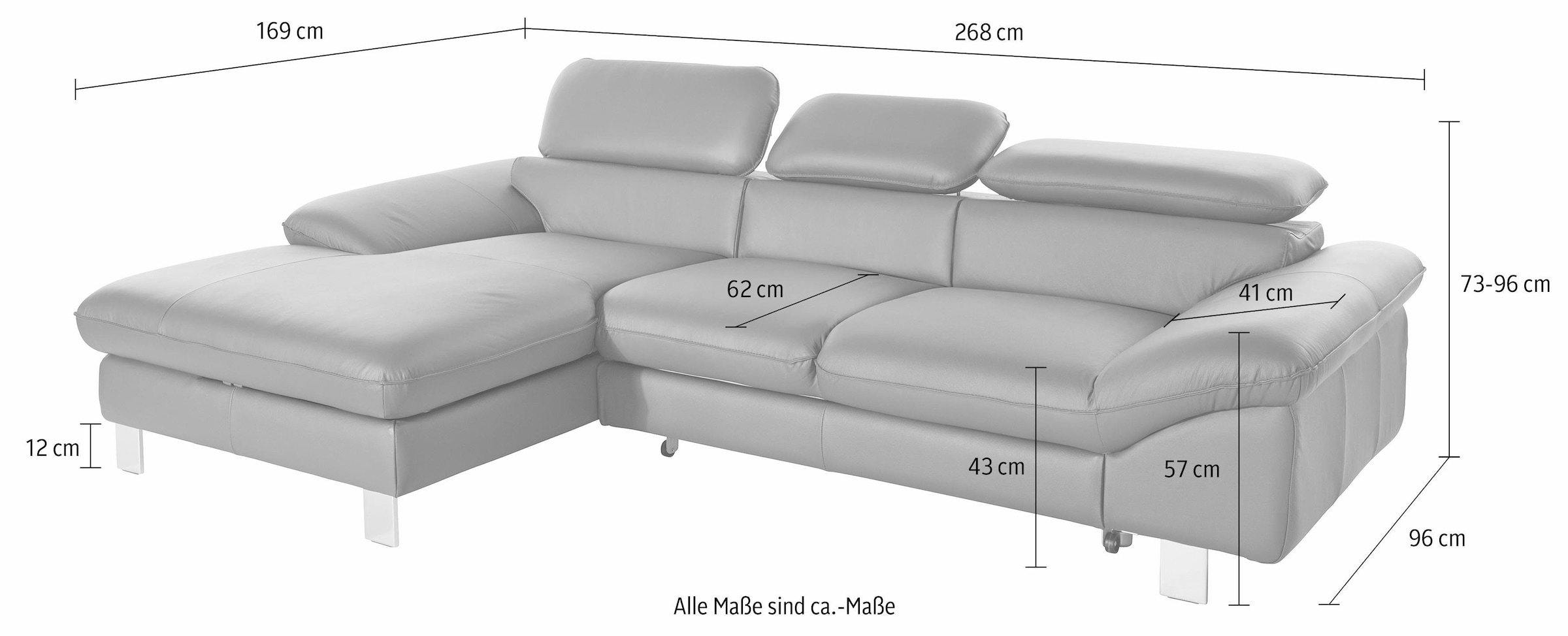 COTTA Polstergarnitur »Driver«, (Set), bestehend aus Ecksofa und Hocker, mit Kopfteilverstellung