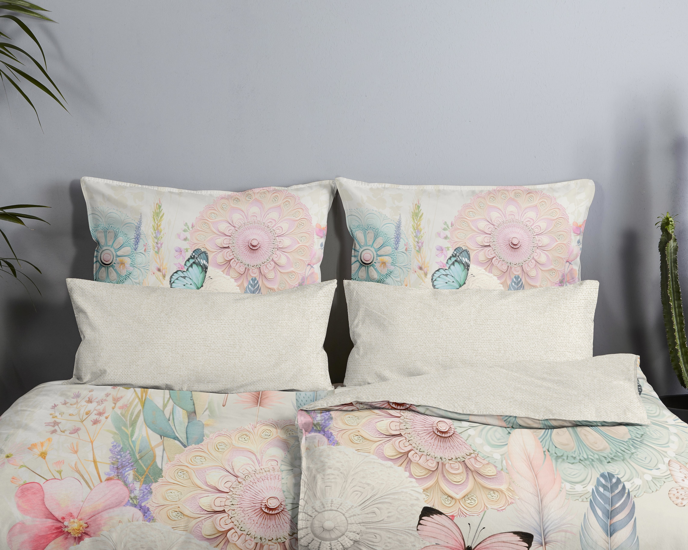 hip Kissenhülle »Maysa«, (1 St., 1- 40x80 cm Kissenhülle), Baumwolle, Mako-Satin, 40x80, 1 Stück, Reissverschluss, Creme