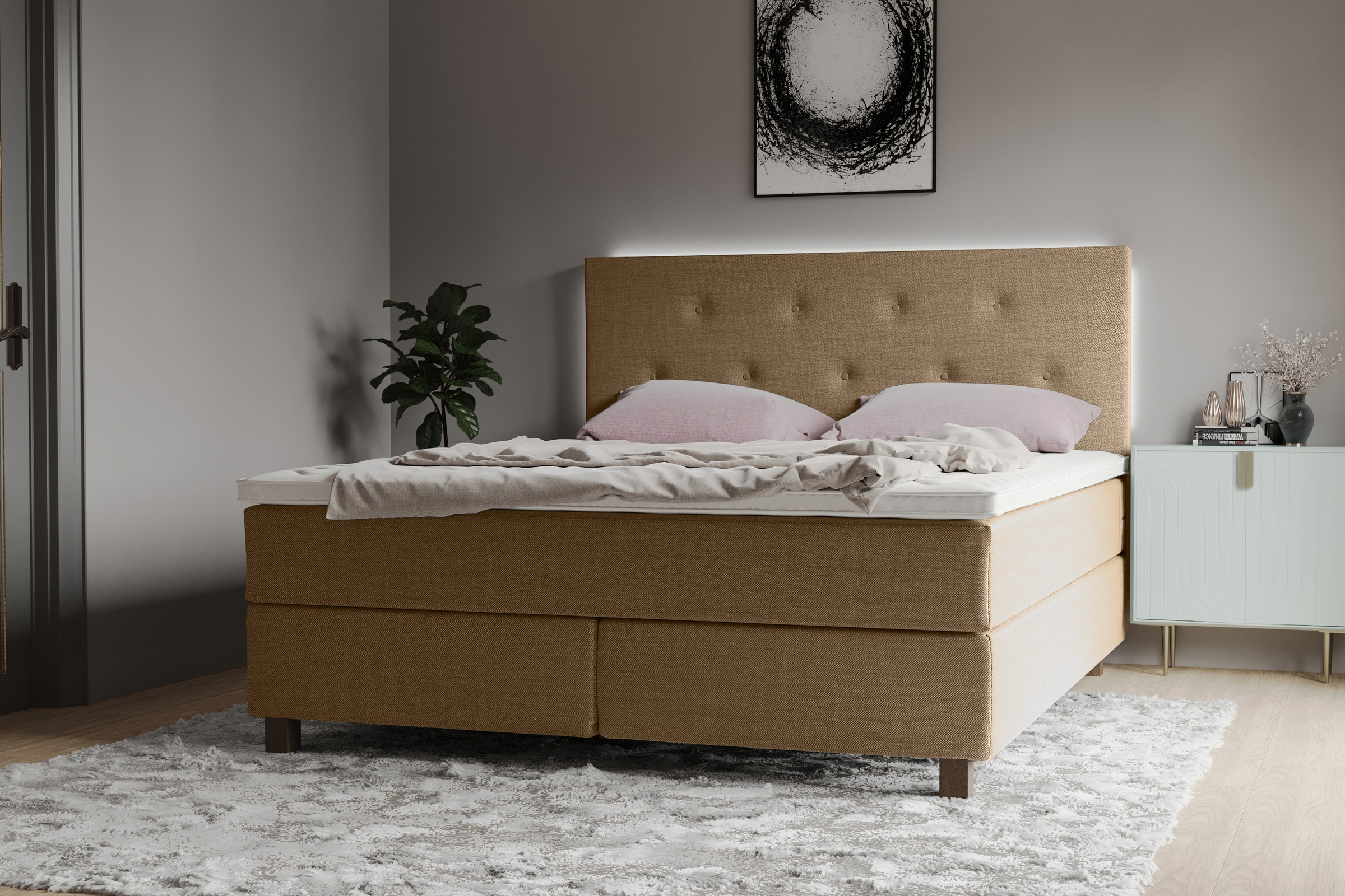 Home affaire Boxspringbett »Alenika« mit LED - Beleuchtung, mit Taschen-Federkernmatratze