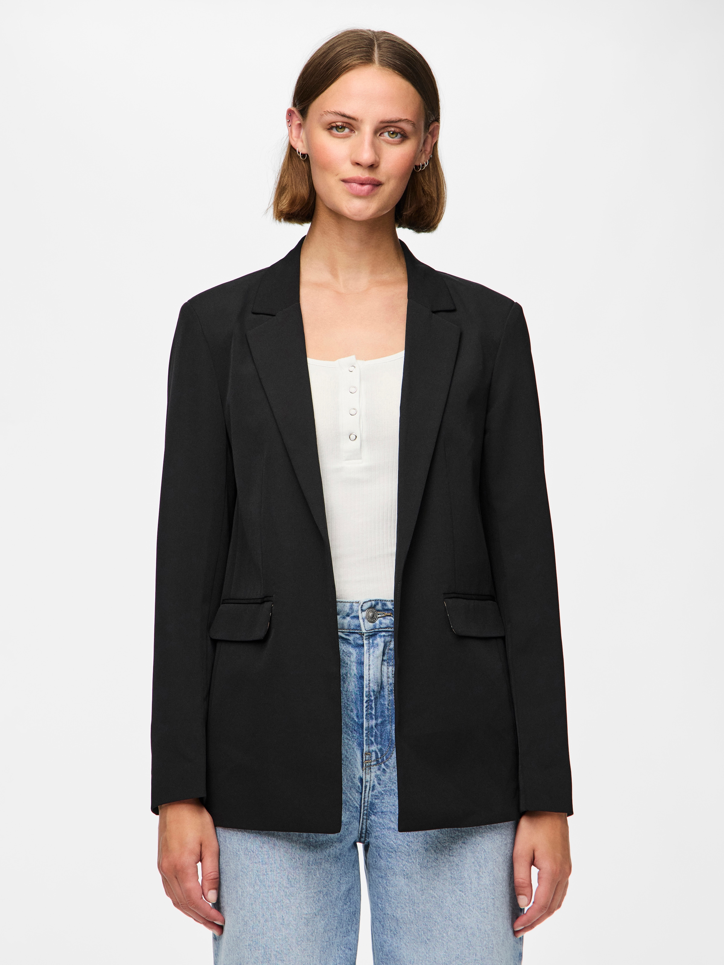 pieces Longblazer »PCBOZZY LS DETAIL BLAZER NOOS BC«, mit Leo Futter