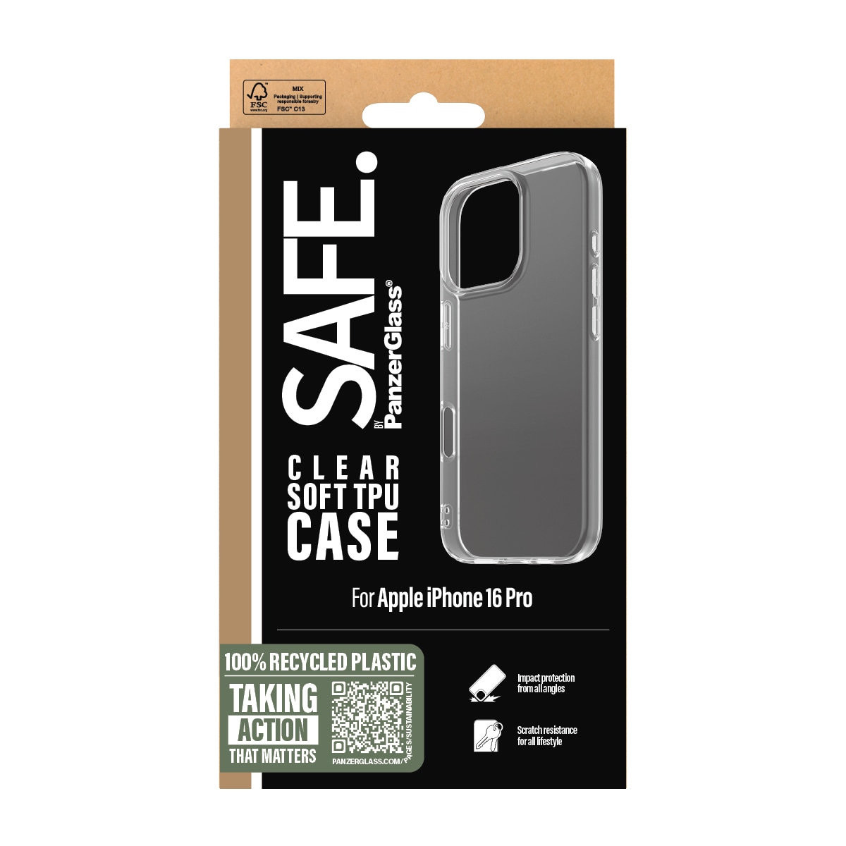 SAFE by PanzerGlass Handyhülle »Soft TPU Case für Apple iPhone 16 Pro« iPhone 16 Backcover, Schutzhülle, Handyschutzhülle, Case, Schutzcase, stossfest