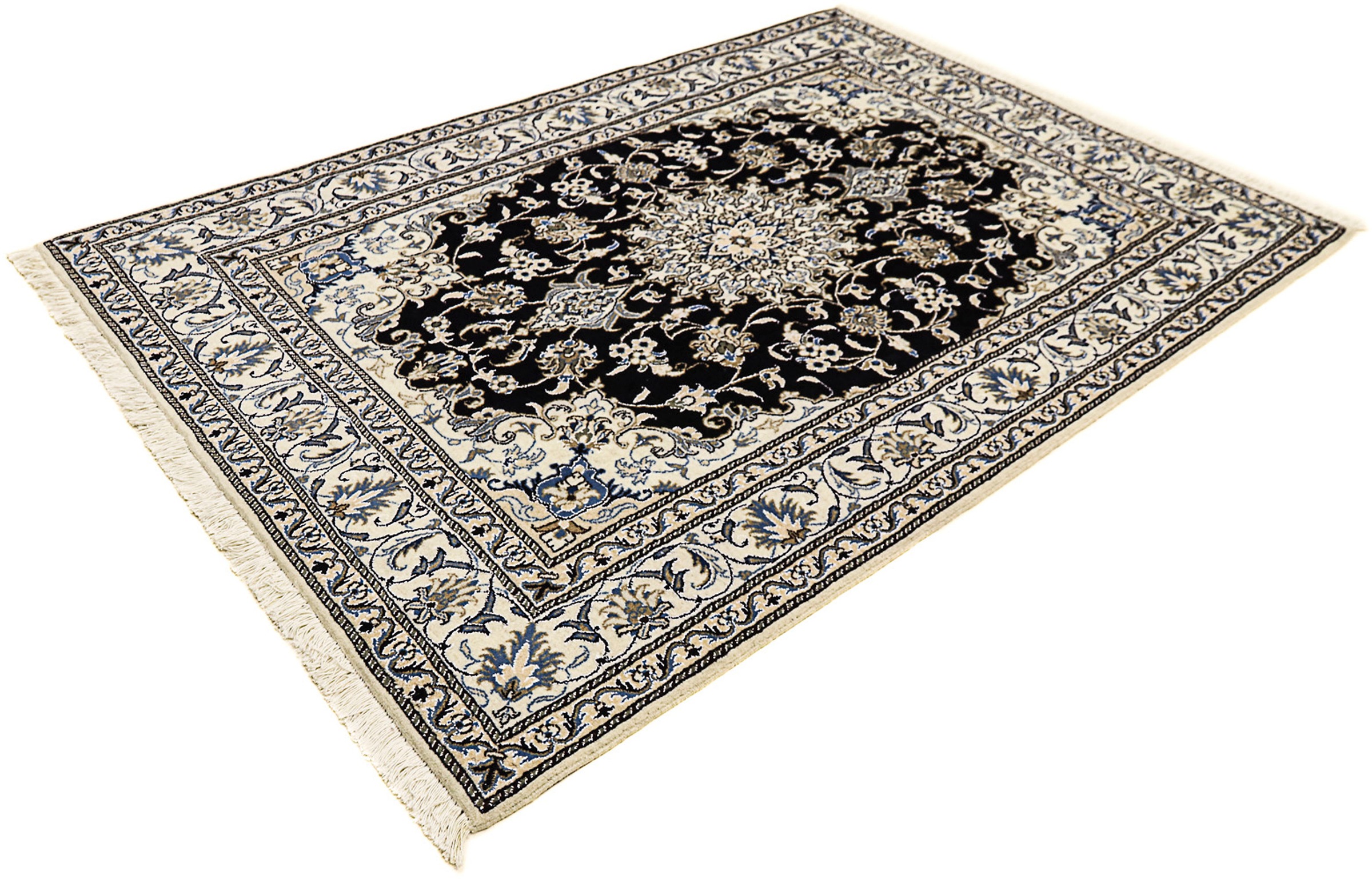 Image of morgenland Orientteppich »Perser - Nain - 207 x 146 cm - dunkelblau«, rechteckig, 12 mm Höhe, Wohnzimmer, Handgeknüpft, Einzelstück mit Zertifikat bei Ackermann Versand Schweiz