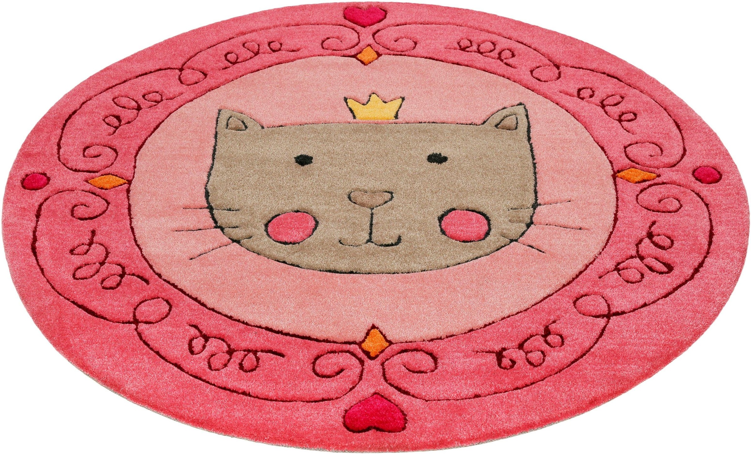 Image of SMART KIDS Kinderteppich »Lotti Queen«, rund, 9 mm Höhe, Katzen Prinzessin, Konturenschnitt bei Ackermann Versand Schweiz