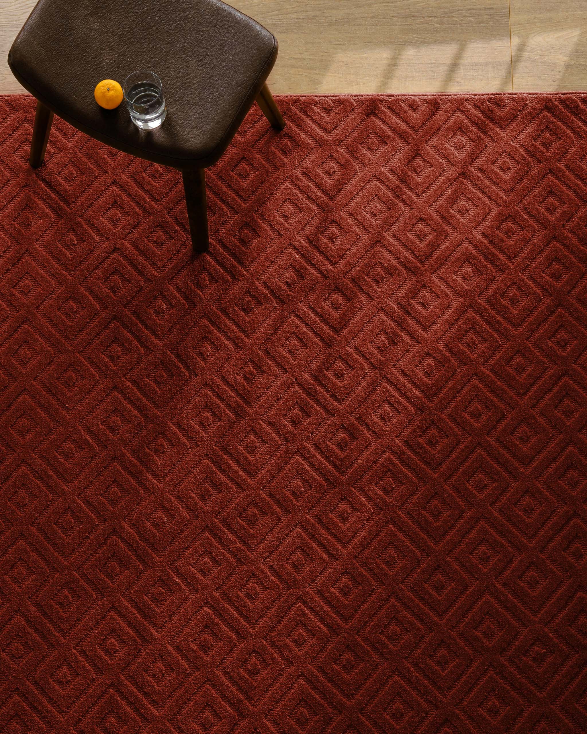 Wecon home Tapis »Castello TWO« Rectangulaire 7 mm Höhe Schurwolle, Kurzflor mit Hoch-Tief-Effekt, Wohnzimmer, Rautenmuster