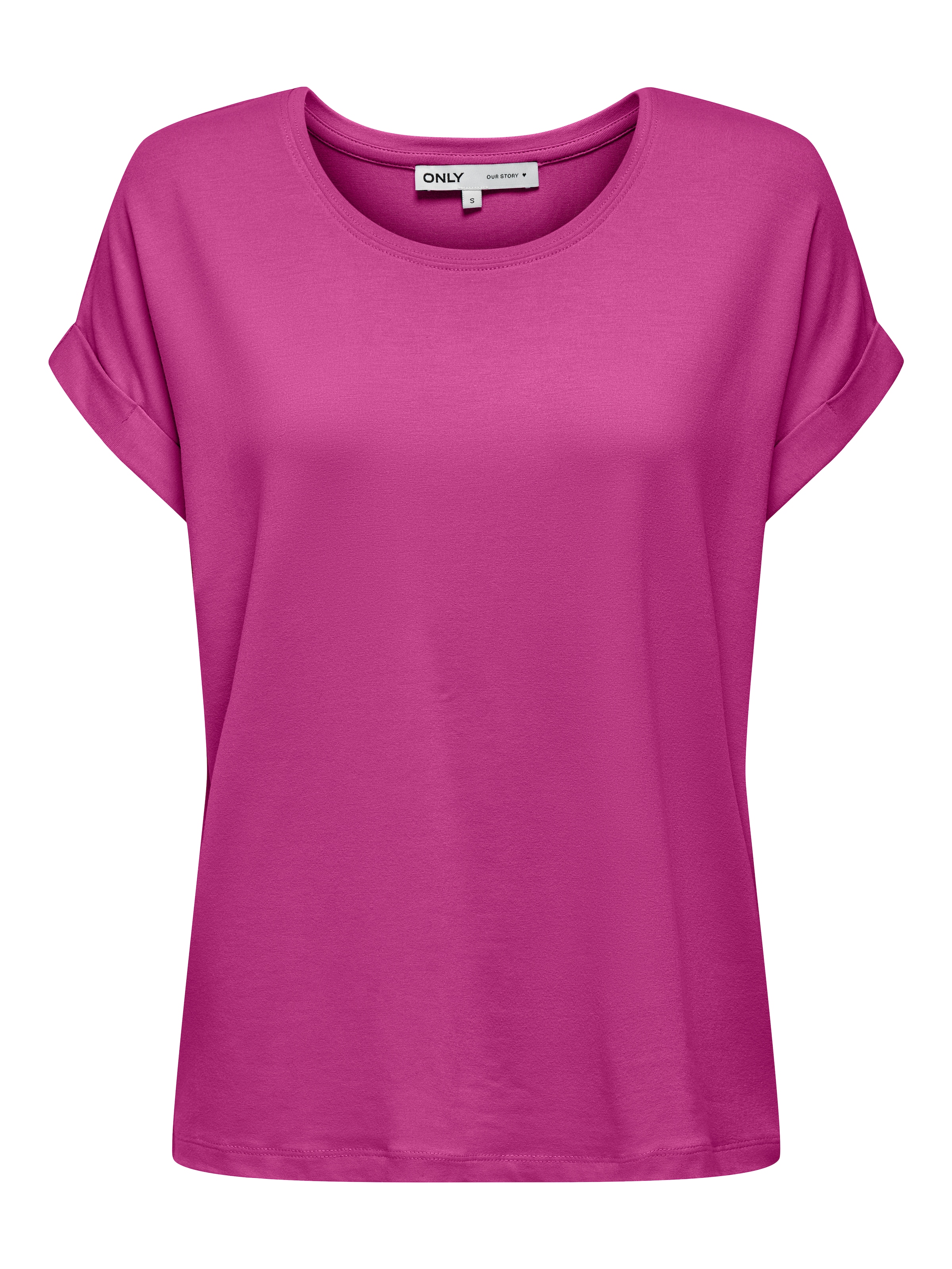 ONLY T-Shirt »ONLMOSTER – Kurzarmshirt mit Aufschlag und klassischem Look«, unifarben, casual, regular fit, Viskosemischung, Rundhals