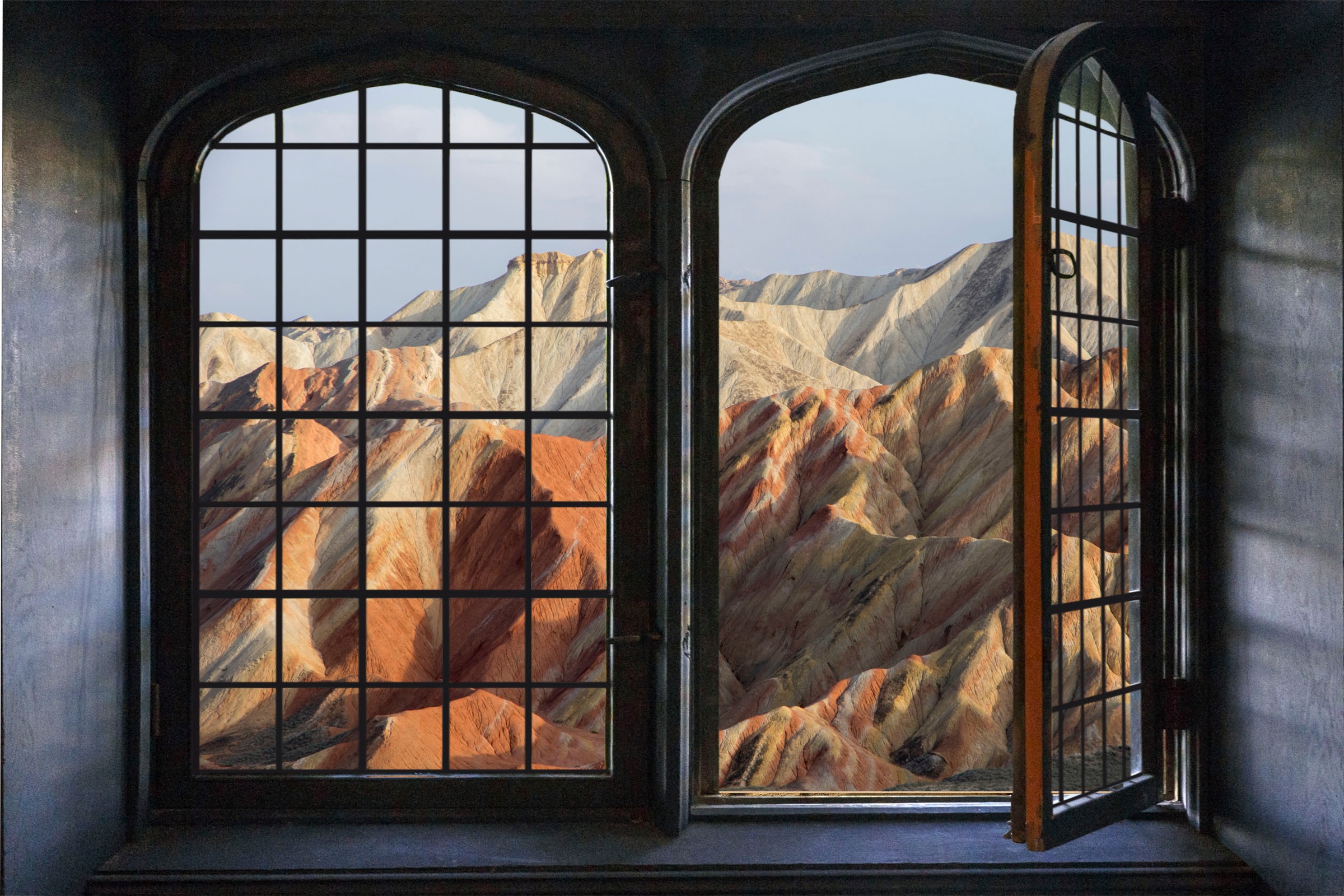 queence Autocollants muraux »Berge« Wandsticker, Wandbild, selbstklebend, 3D, Fenster