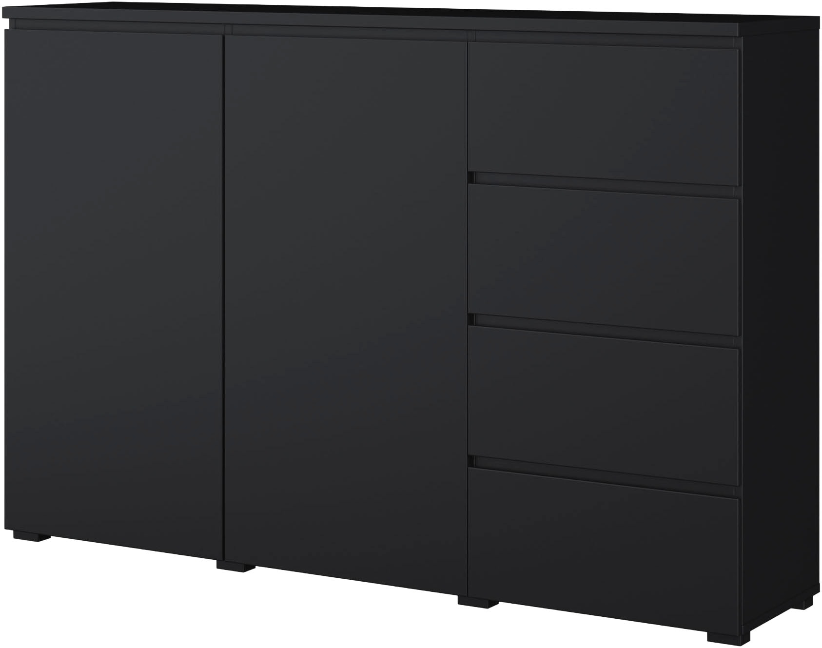 GOODproduct Highboard »Modo, Breite 150 cm, moderne grifflose Kommode 2Türen/4 SK« Schubladenkommode mit viel Stauraum, Einlegeböden verstellbar