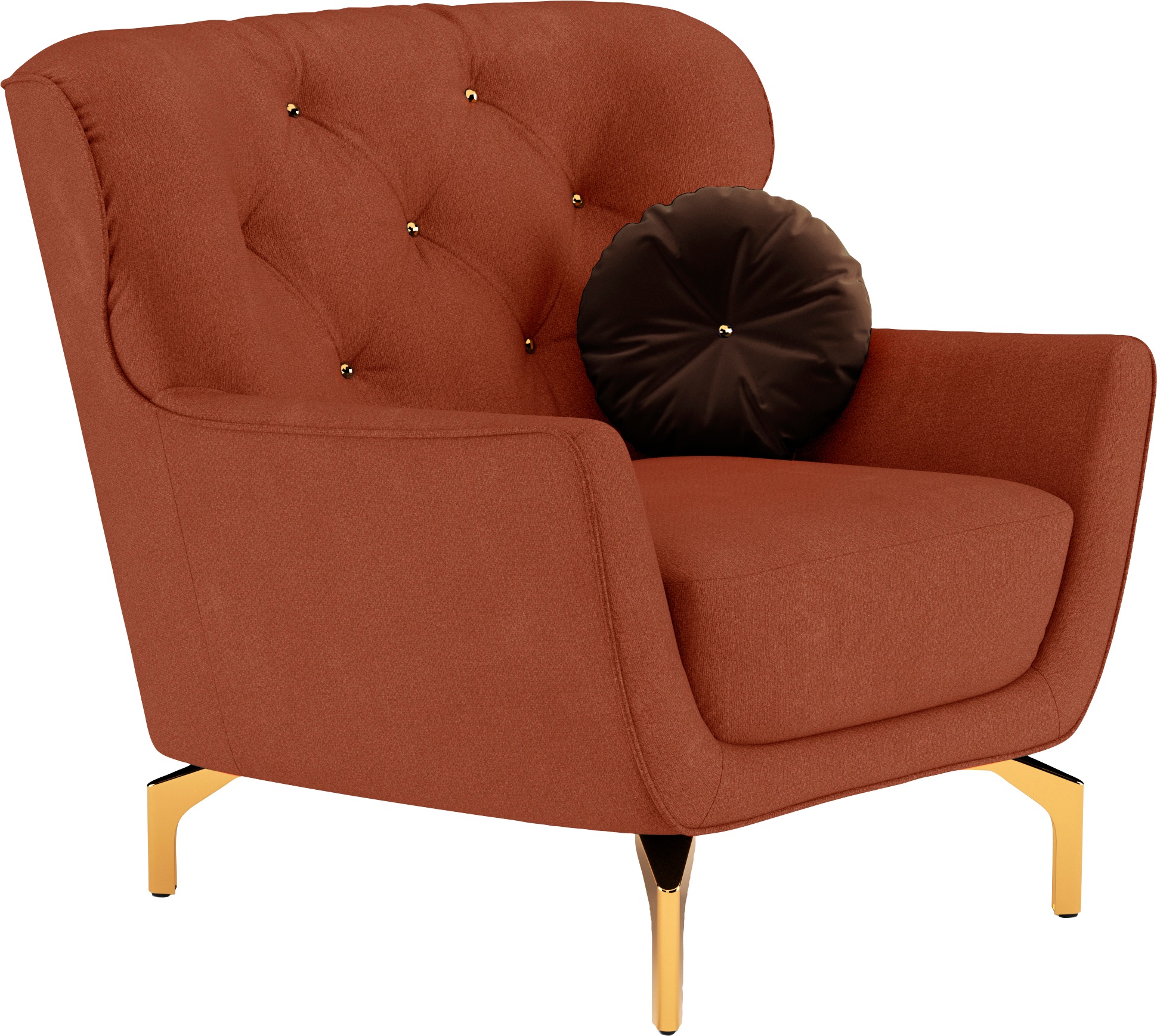 sit&more Sessel »Orient 3«, inkl. 1 Zierkissen mit Strass-Stein, goldfarbene Metallfüsse
