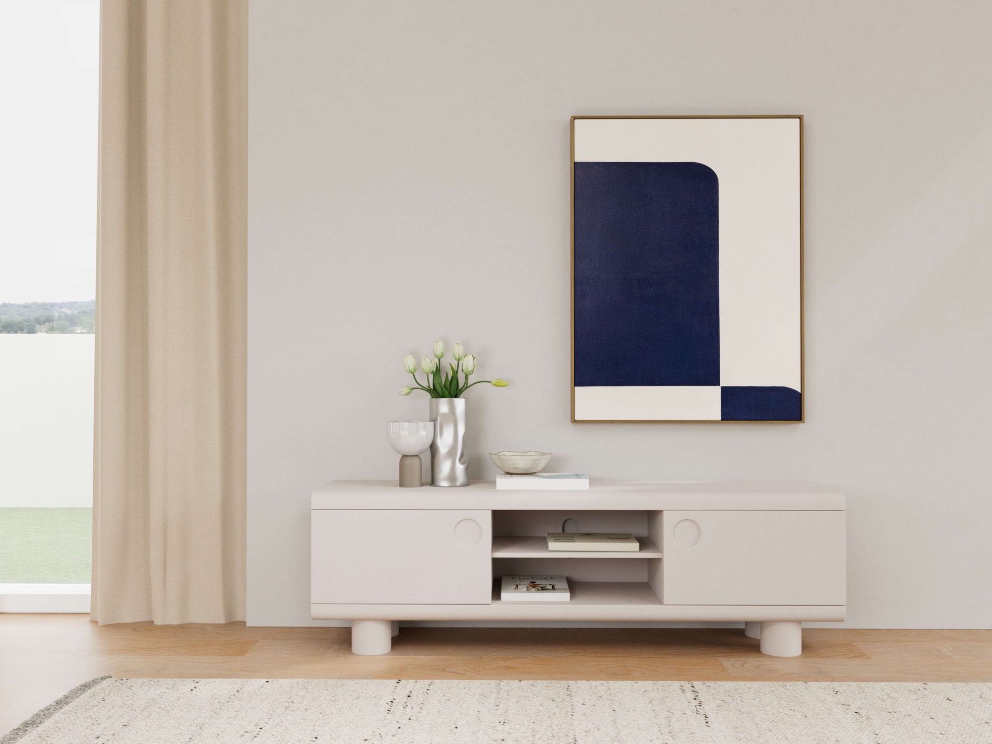 ACTONA GROUP TV-Schrank »Beistelltisch« TV Tisch, 3 Böden, grau,160x40x50
