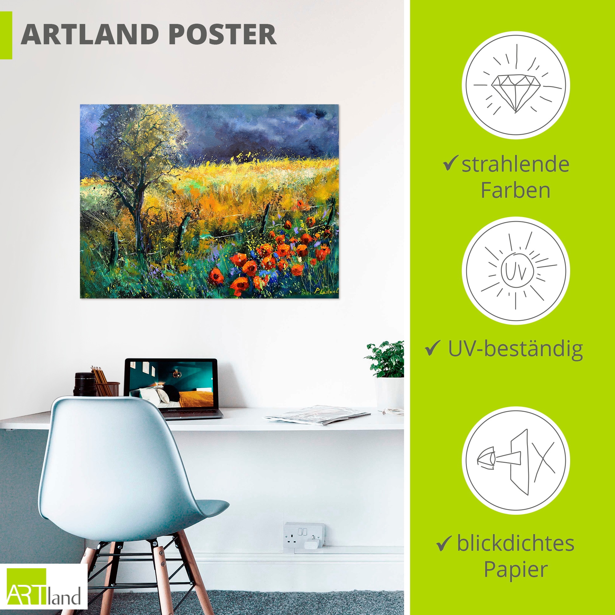 Artland Wandbild »Red poppies« Wiesen & Baumbilder 1 Stk. tlg. als Alubild, Leinwandbild, Poster, Wandaufkleber in verschied. Grössen