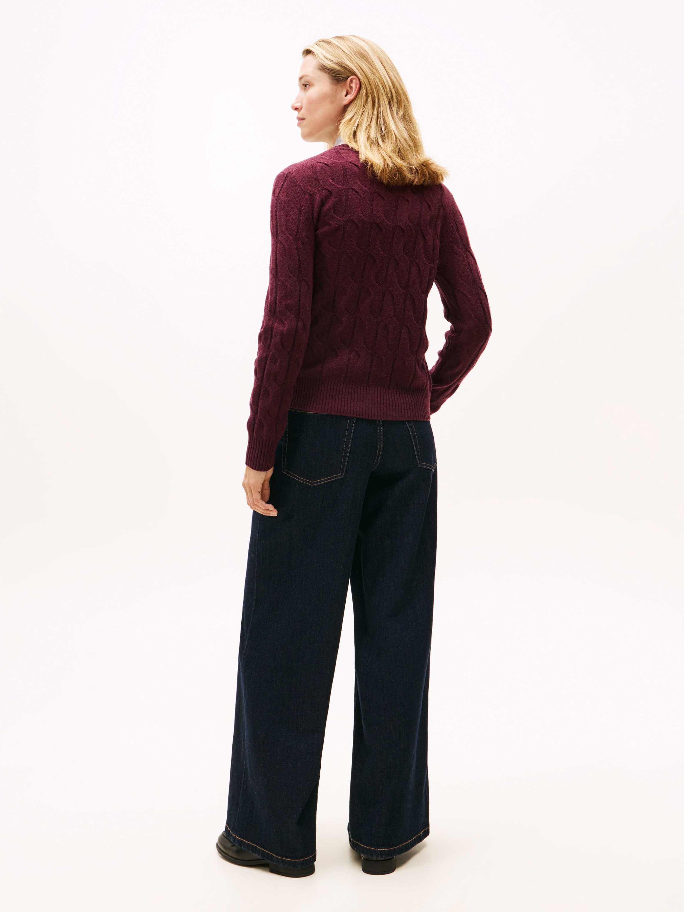 Tommy Hilfiger Strickpullover »SOFT WOOL CABLE C-NK« Wolle, mit Zopfmuster