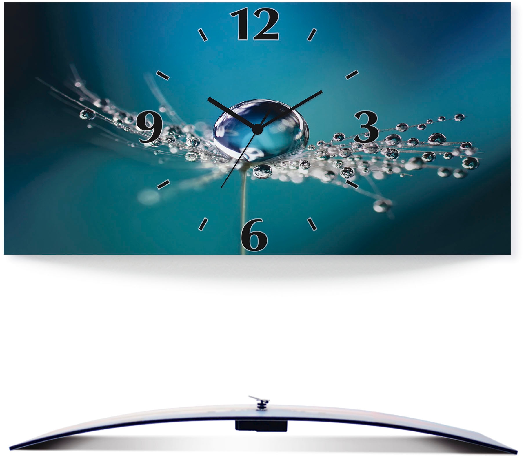 Image of Artland Wanduhr "Pusteblume Tautropfen blau" wahlweise mit Quarz- oder Funkuhrwerk, lautlos ohne Tickgeräusche