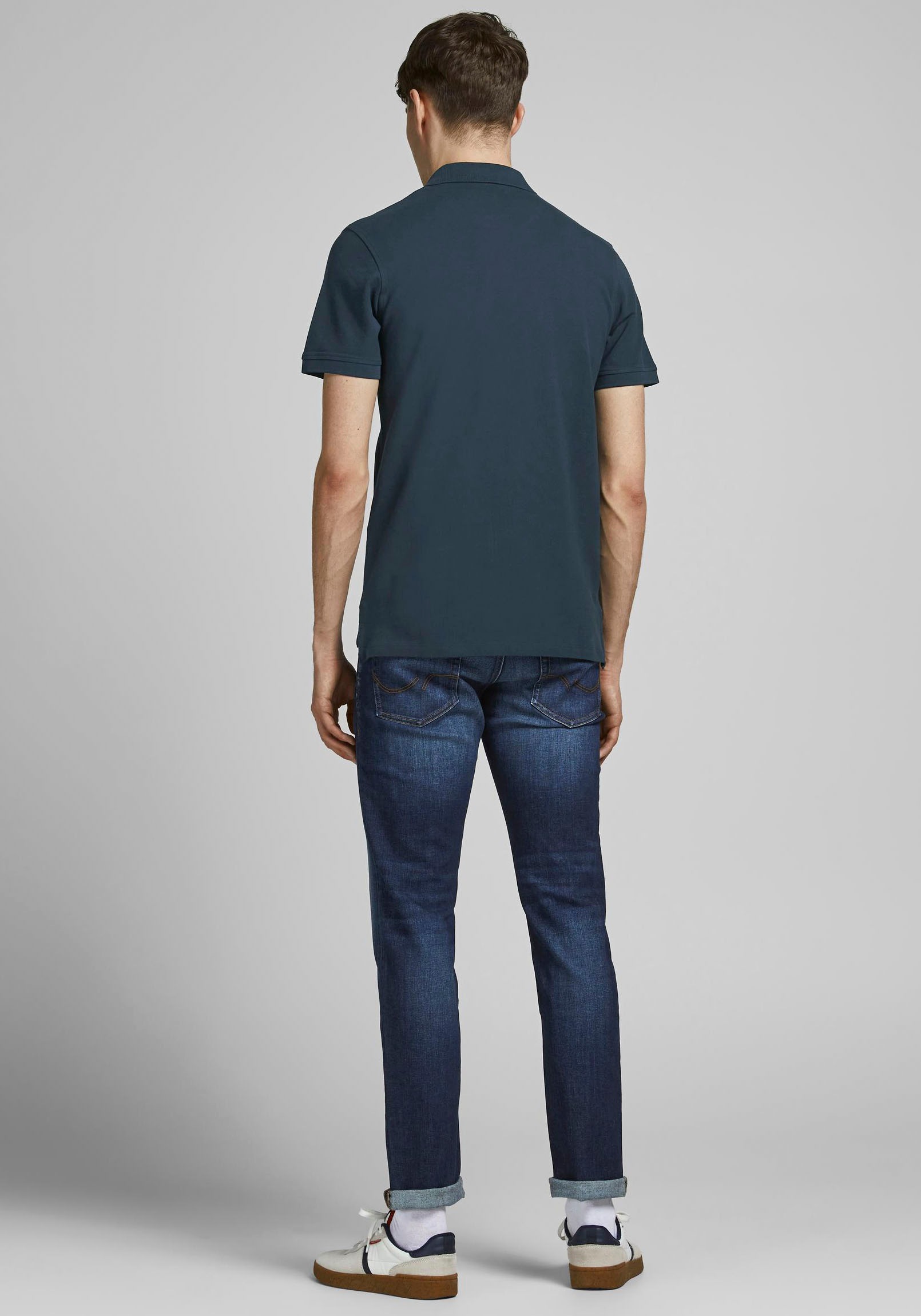 Jack & Jones Poloshirt »JJEPAULOS  Poloshirt mit klassischem Kragen und figurbetonter Form« Logostickerei, modisch, schmal, Baumwolle, Polokragen