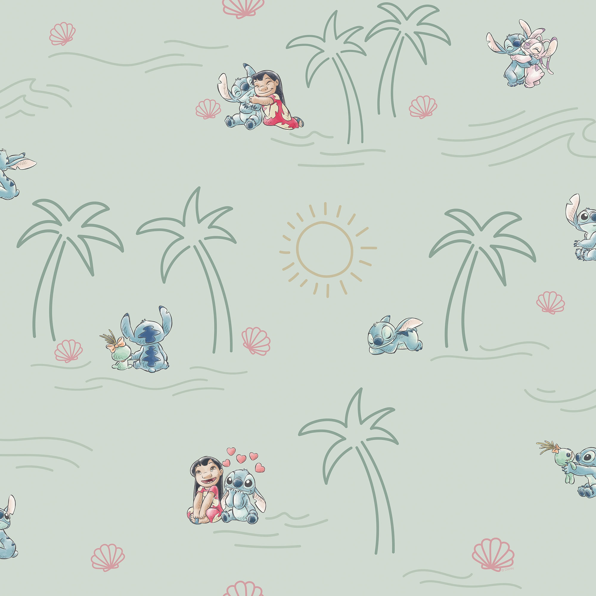 Komar Vliestapete »Disney Lilo and Stitch Beach Love« bedruckt glatt Rolle mit 53 x 1005 cm