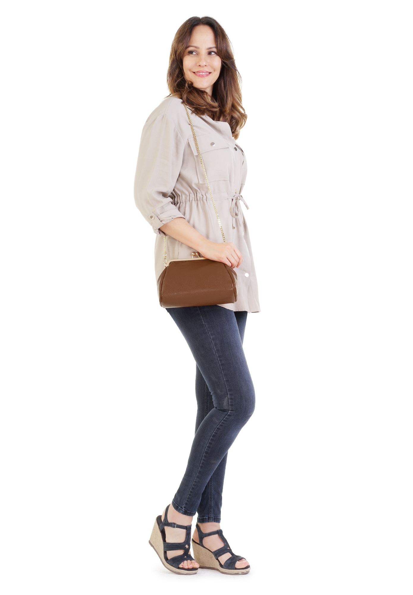 Cluty Abendtasche, echt Leder, Made in Italy